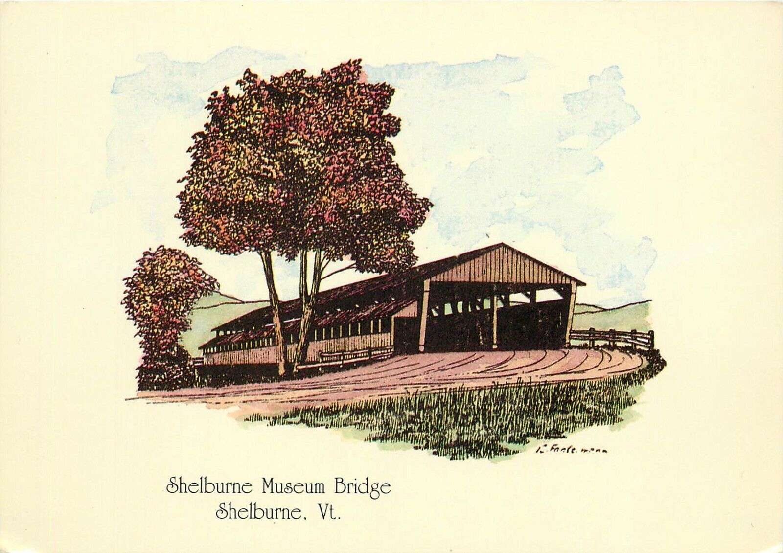 Shelburne Museum Bridge Vermont VT Postcard