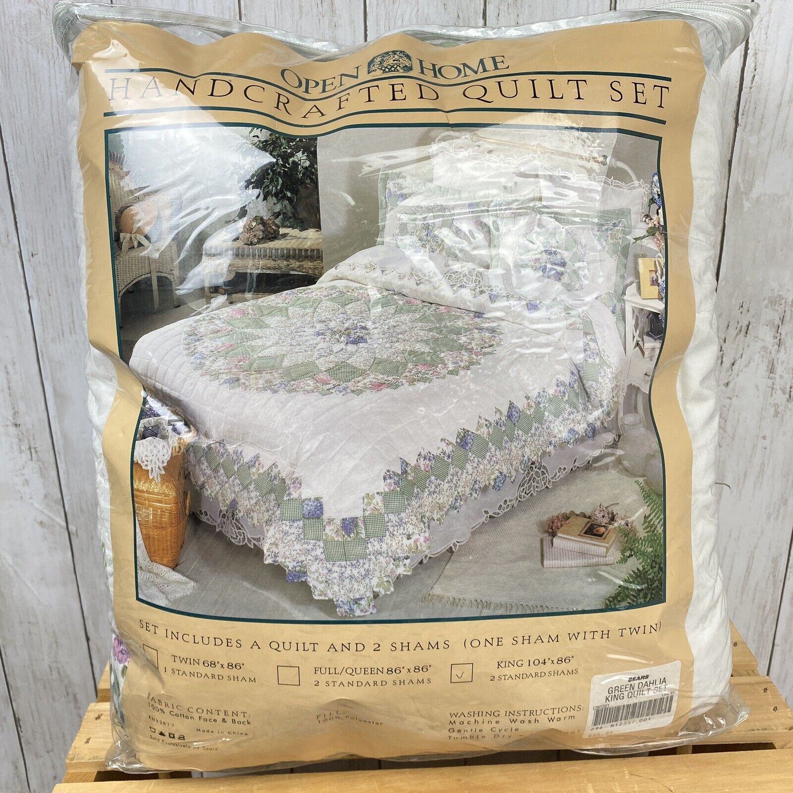 Open Home Sears Vintage Shabby Chic Floral Patchwork Handcrafted King Quilt Set