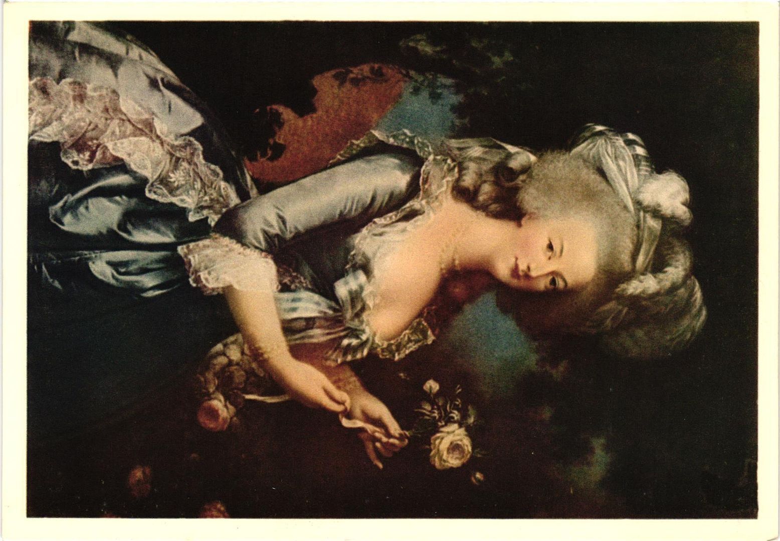 Vintage Postcard 4x6- MARIA ANTOINETTA CON LA ROSA