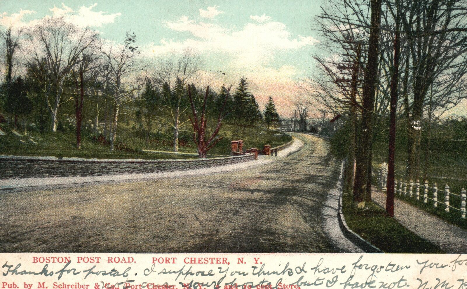 Vintage Postcard 1900's Boston Post Road Port Chester New York M. Schreiber & Co