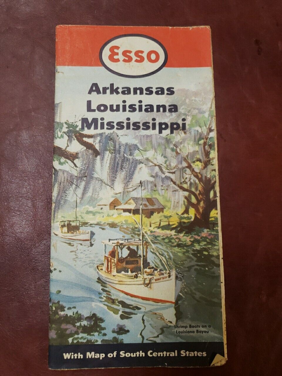 Vintage Esso Road Map Arkansas, Louisiana, Mississippi 1950