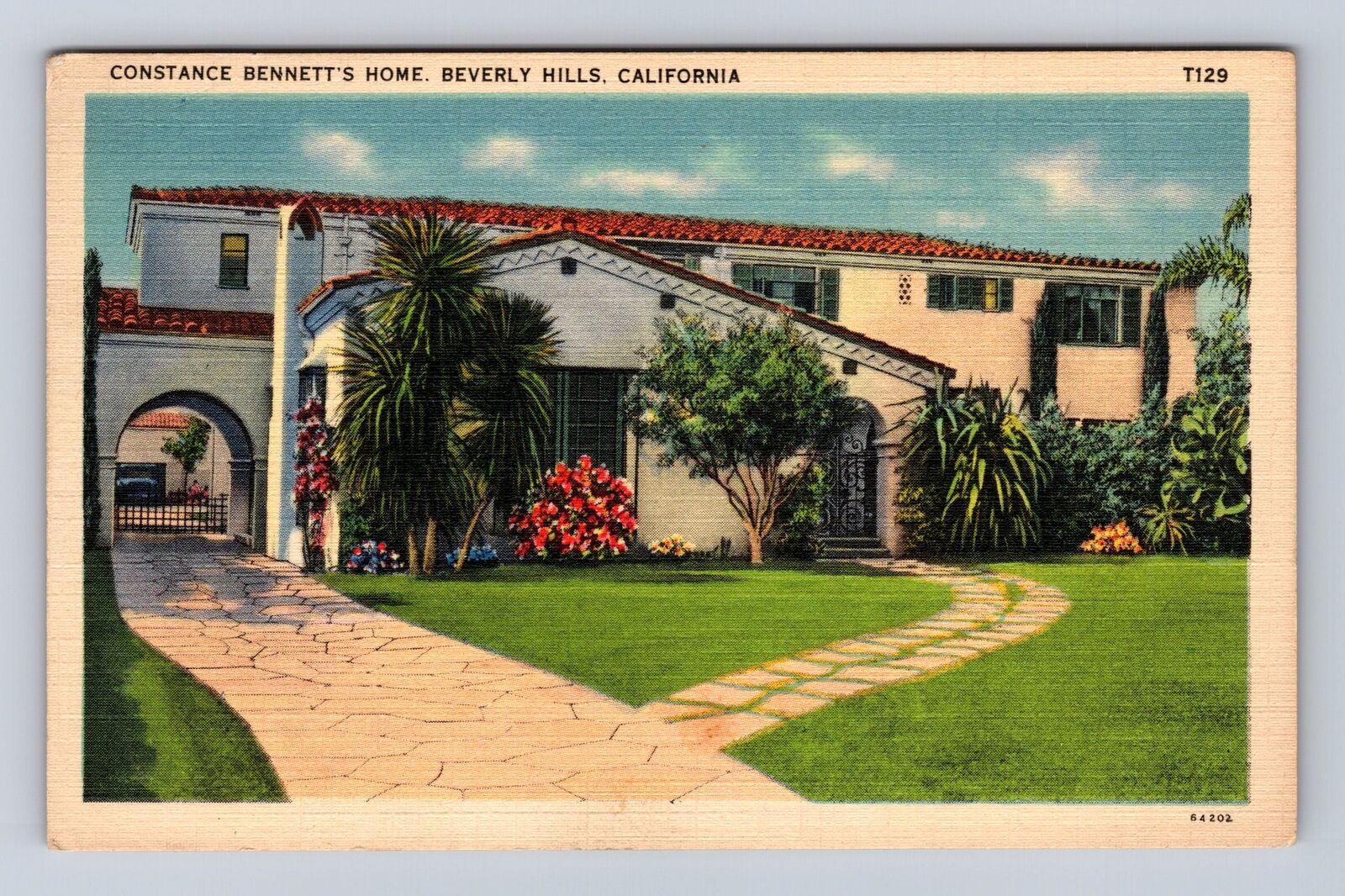 Beverly Hills CA-California, Home of Constance Bennett, Vintage Postcard