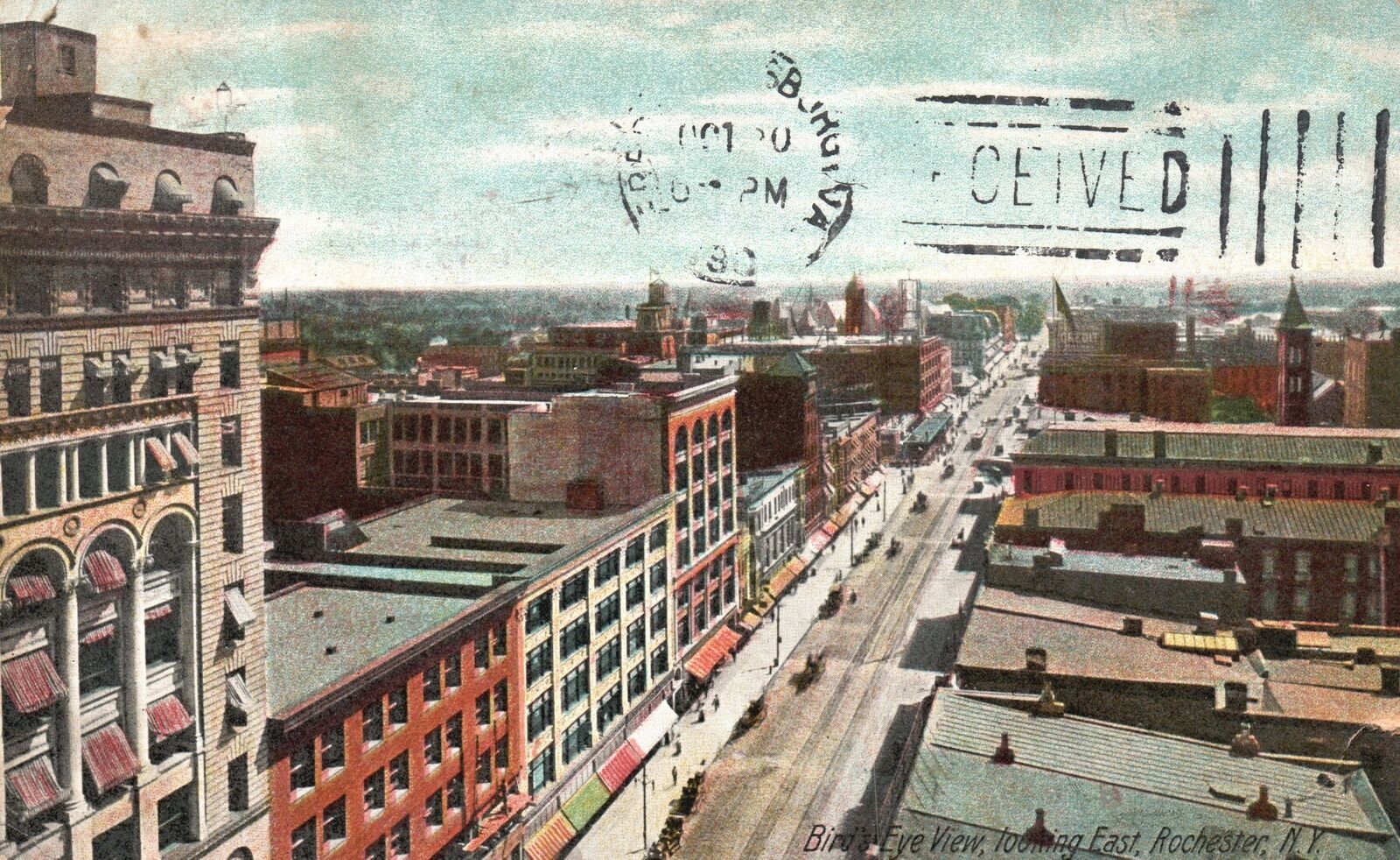 Vintage Postcard 1907 Birds Eye View Roadway Looking East Rochester New York NY