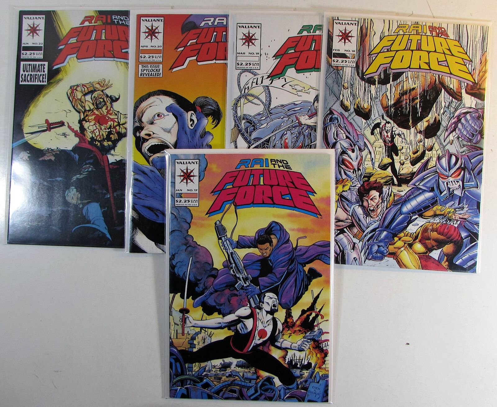 Rai And The Future Force Lot of 5 #17,18,19,20,22 Valiant (1994) Comics