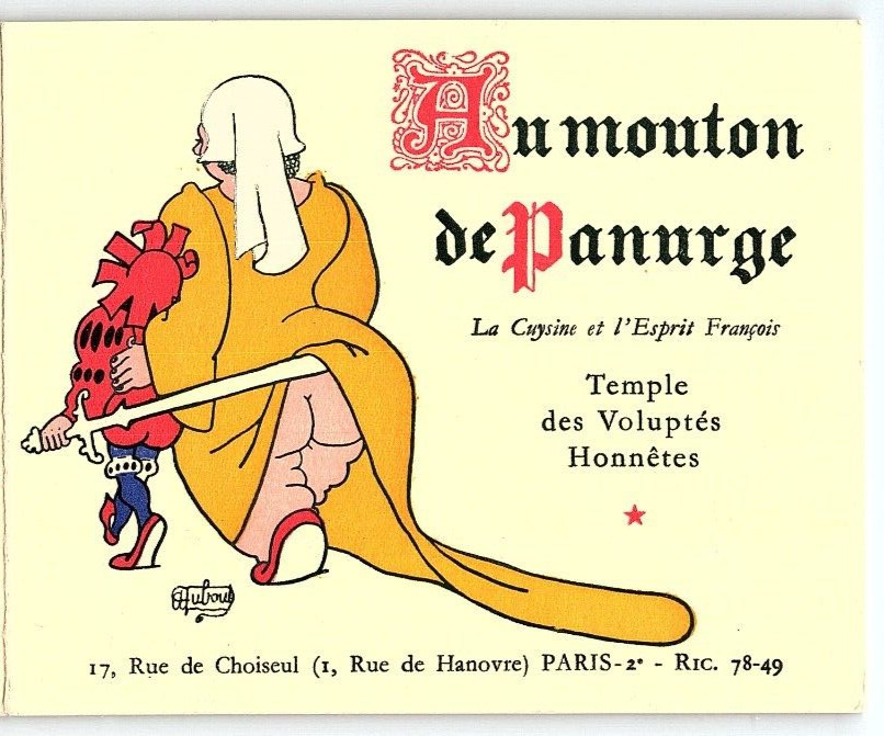 1940s AU MOUTON DE PANURGE PARIS FRANCE MENU VINTAGE RISQUE FRENCH MENU Z5470
