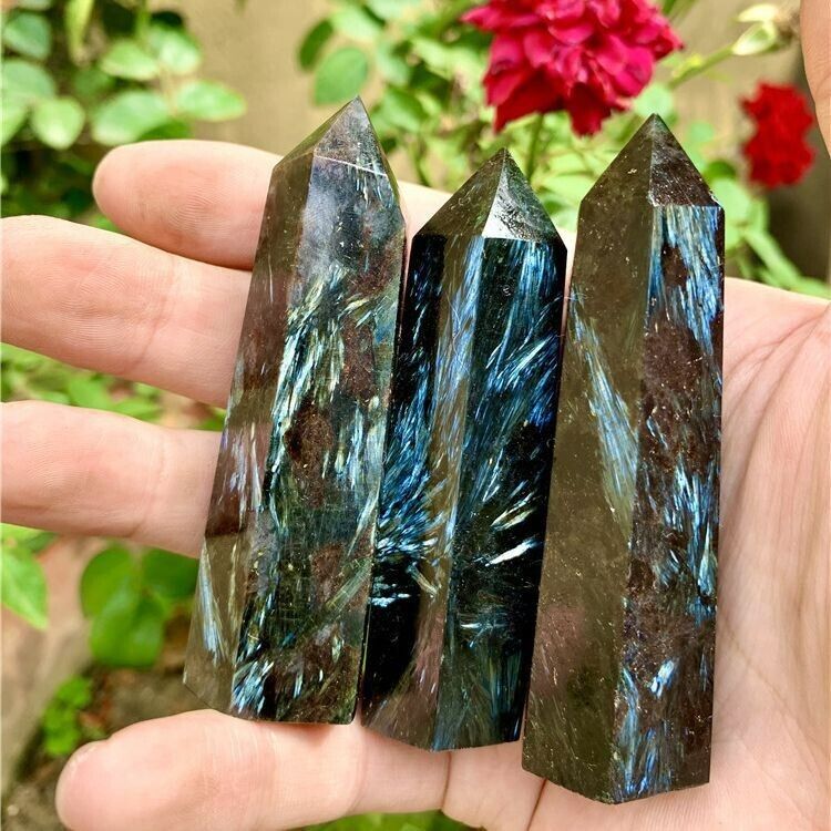 Arfvedsonite Crystal Rocks Polished Tower Point Natural Stone Healing Mineral