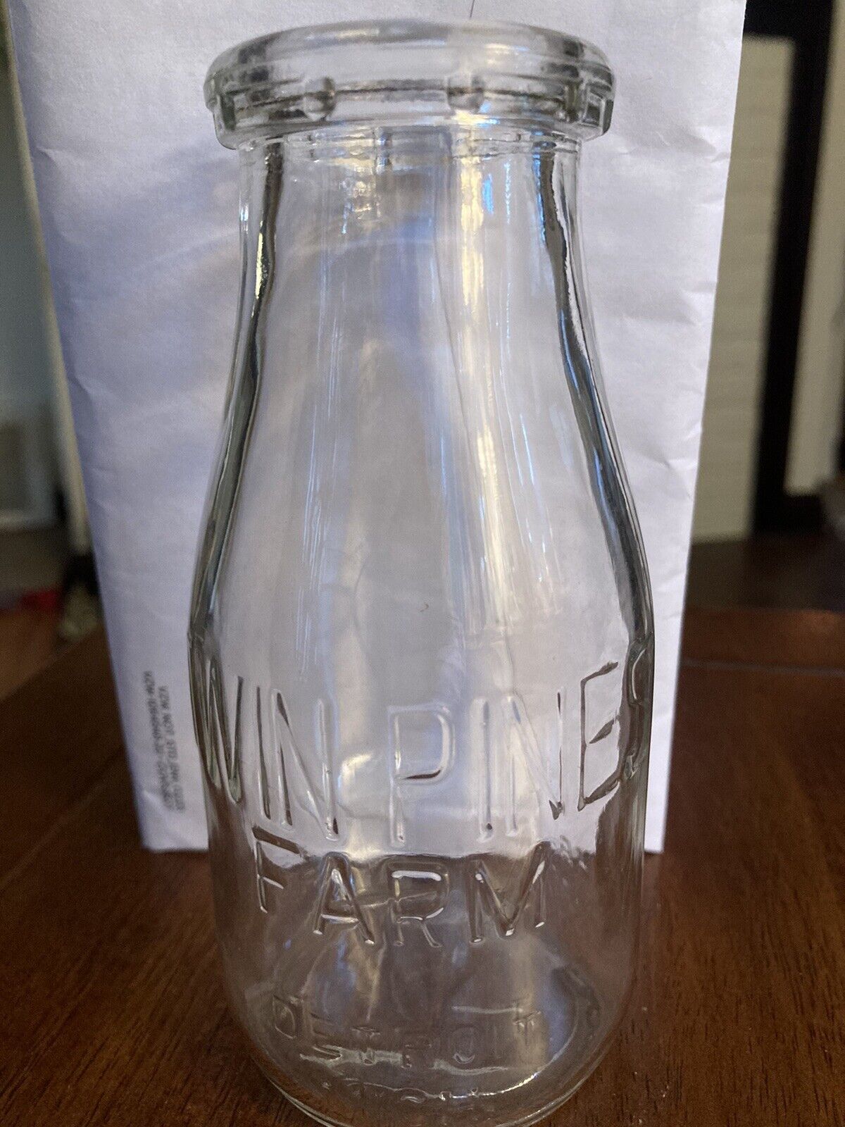 Vintage Twin Pines Milk Bottle, Detroit Michigan
