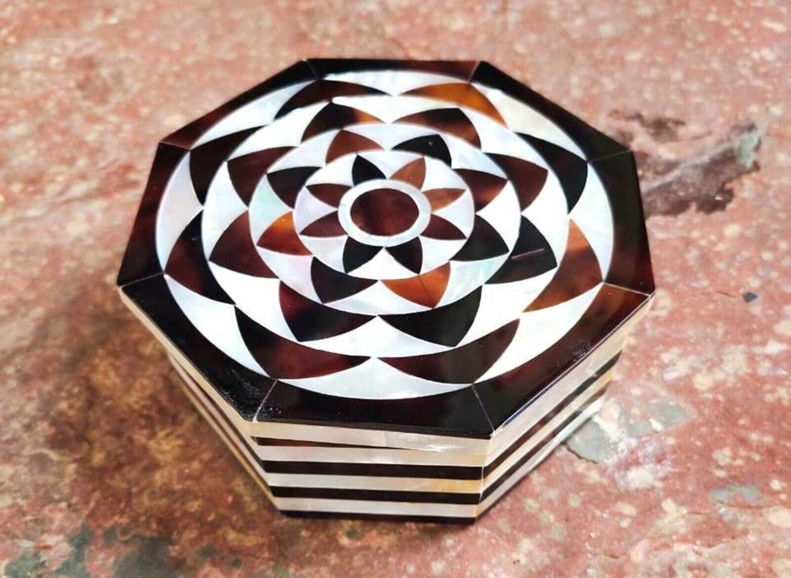 Marble Jewelry Box Marquetry Art Dining Table Decor Box from Indian Handicrafts