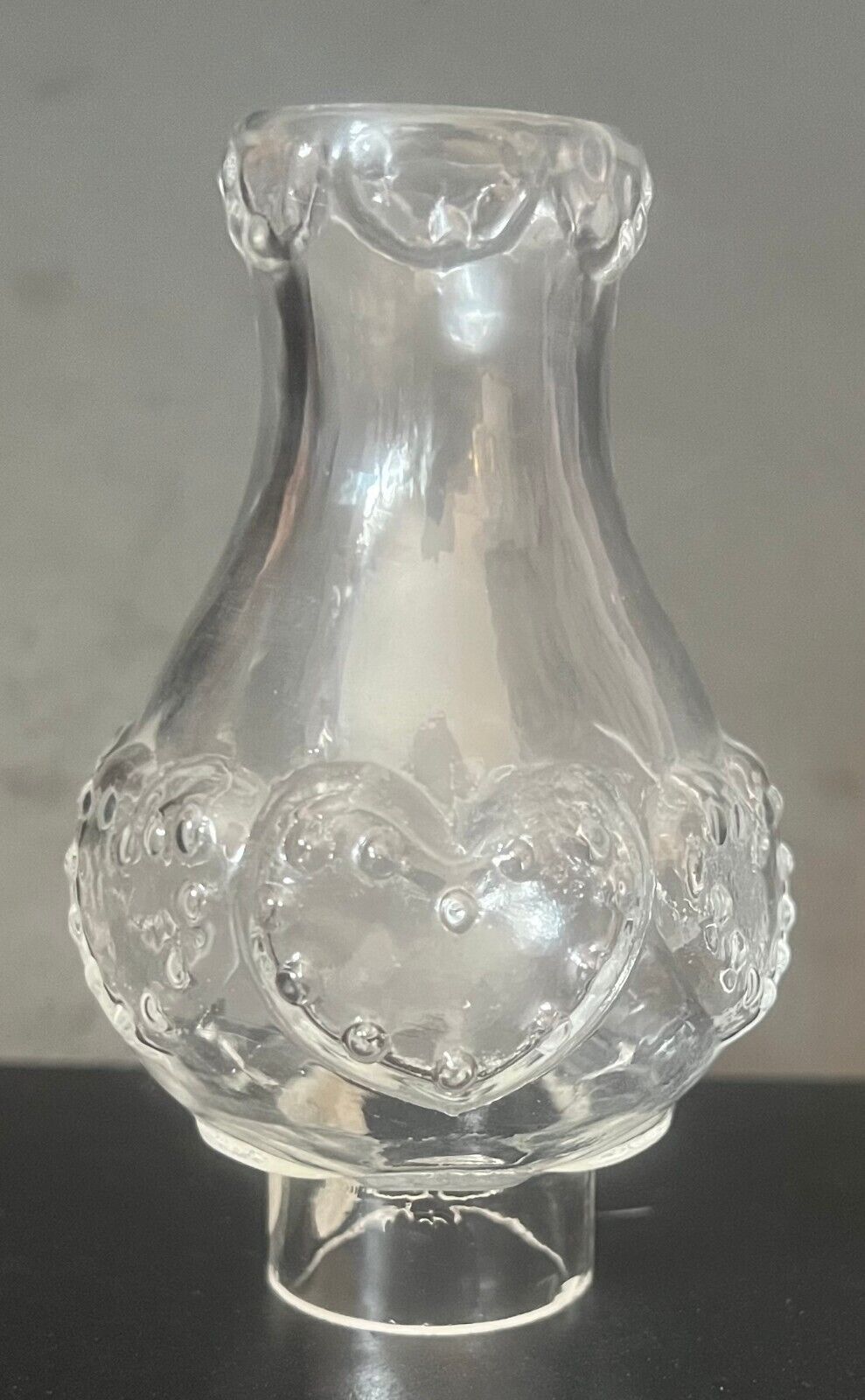 Clear Sweetheart Miniature Embossed Lamp Chimney Fits 1 1/8\