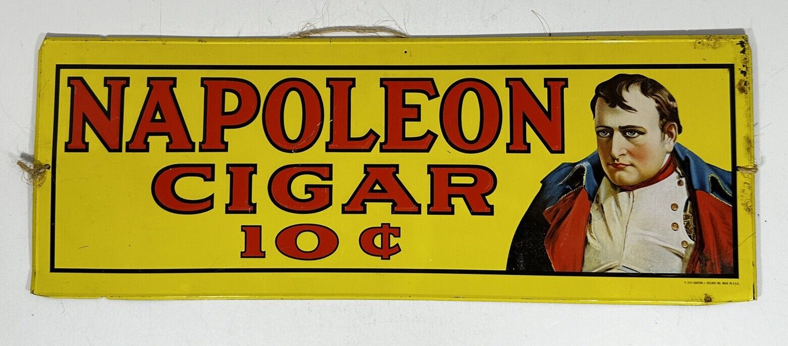 Vintage Napoleon Cigar 10 Cent 1974 Tobacco Sign Embossed Metal 19\