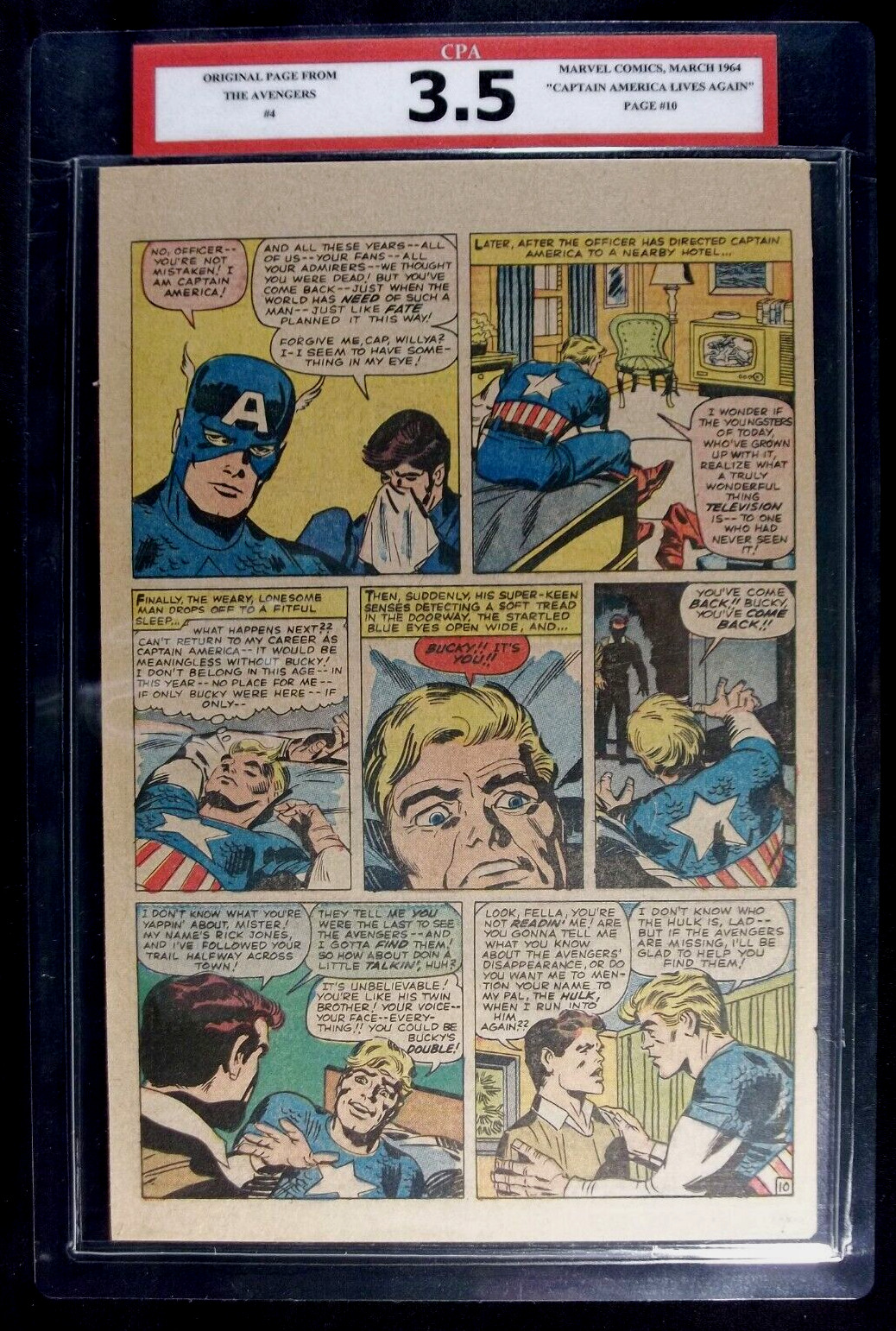 The Avengers #4 CPA 3.5 SINGLE PAGE #10 1st Silver Age App. of Captain America