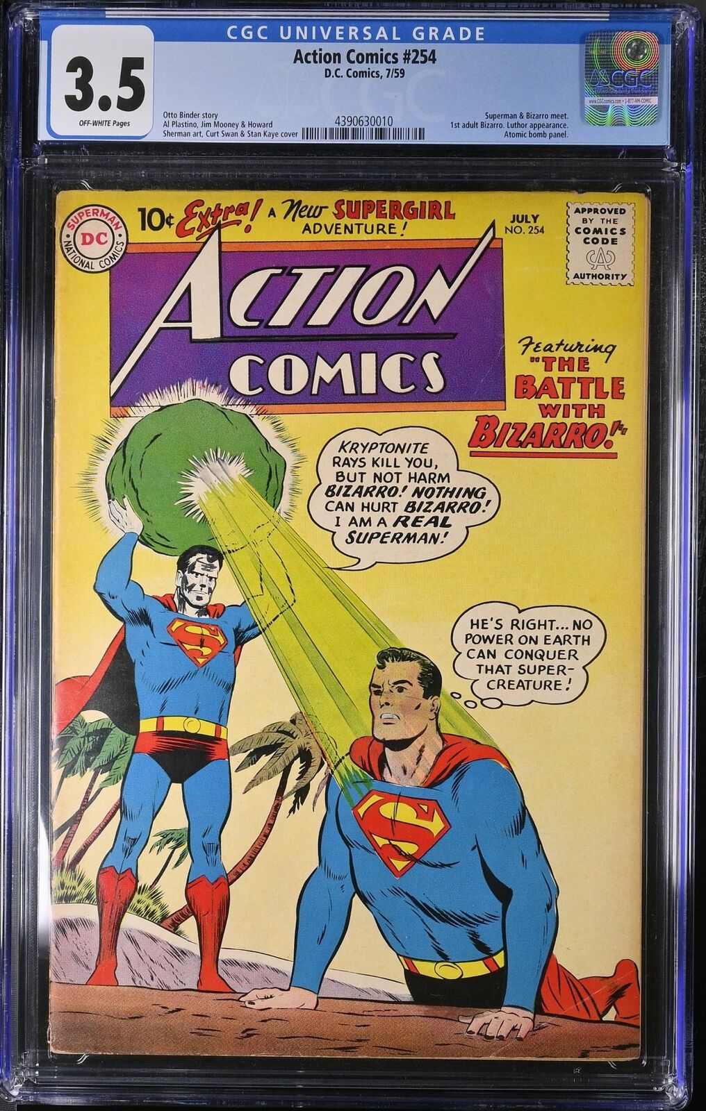 Action Comics #254 CGC VG- 3.5 Off White 1st Meeting of Bizarro and Superman