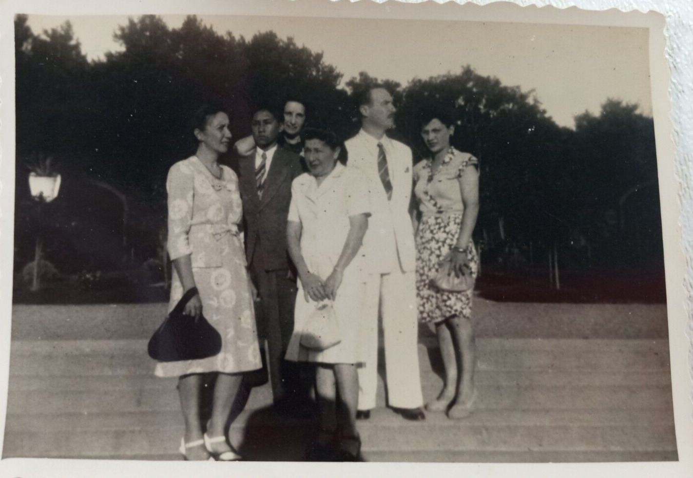 1946 Photograph Family Well Dressed Outside on the stairs 3\