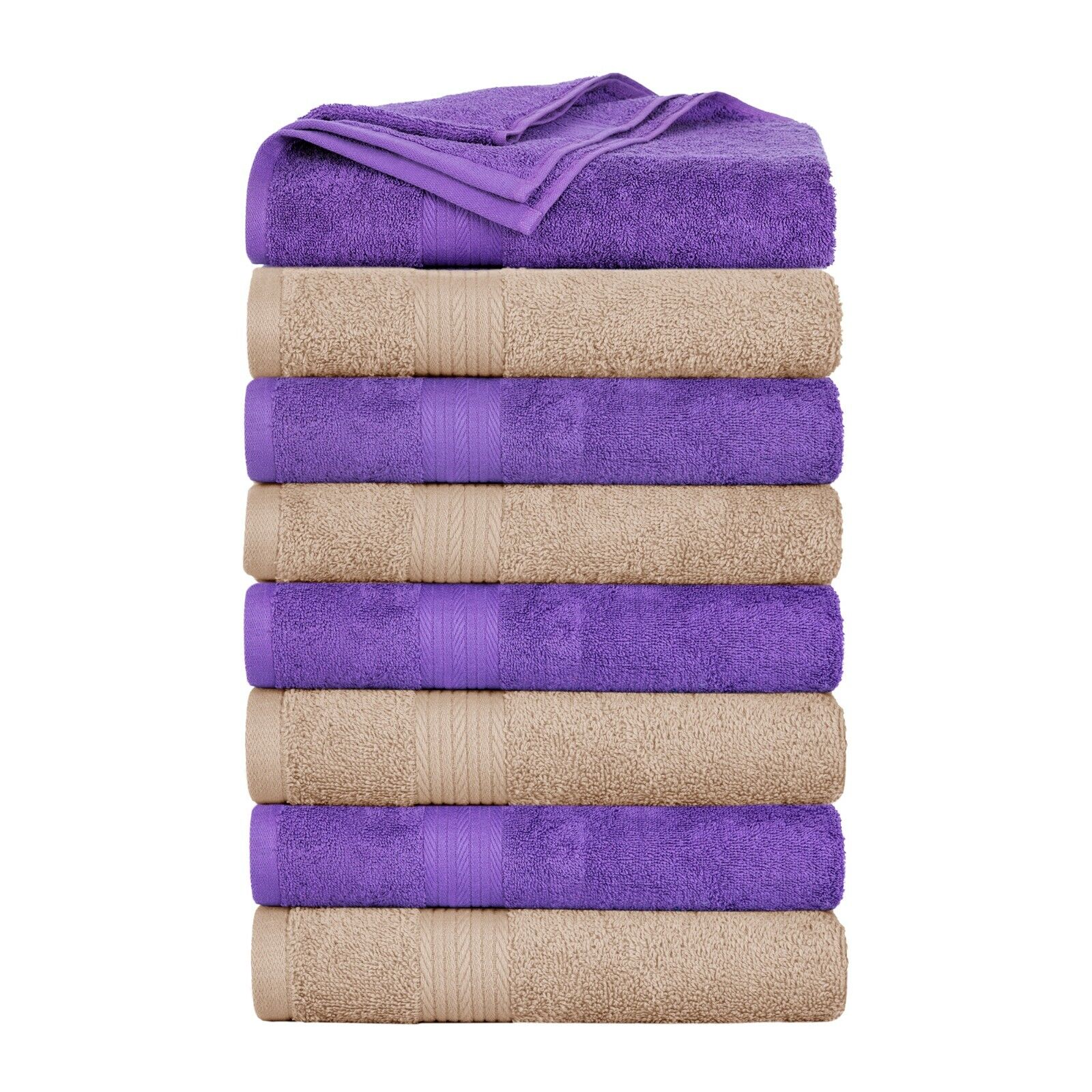 Ample Decor Bath Towel Set of 8 Assorted Color 100% Cotton 600 GSM Soft & Thick