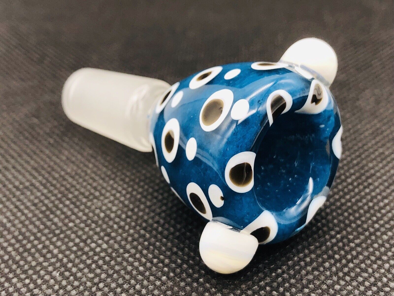 New 14mm Collectible Blue Polka Dot Premium Glass Bowl Male Joint Art USA