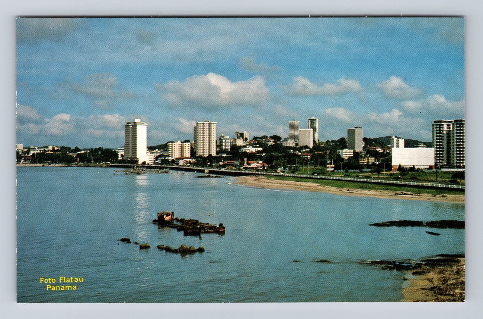 Panama, Panoramic View Panama City, Antique Vintage Souvenir Postcard