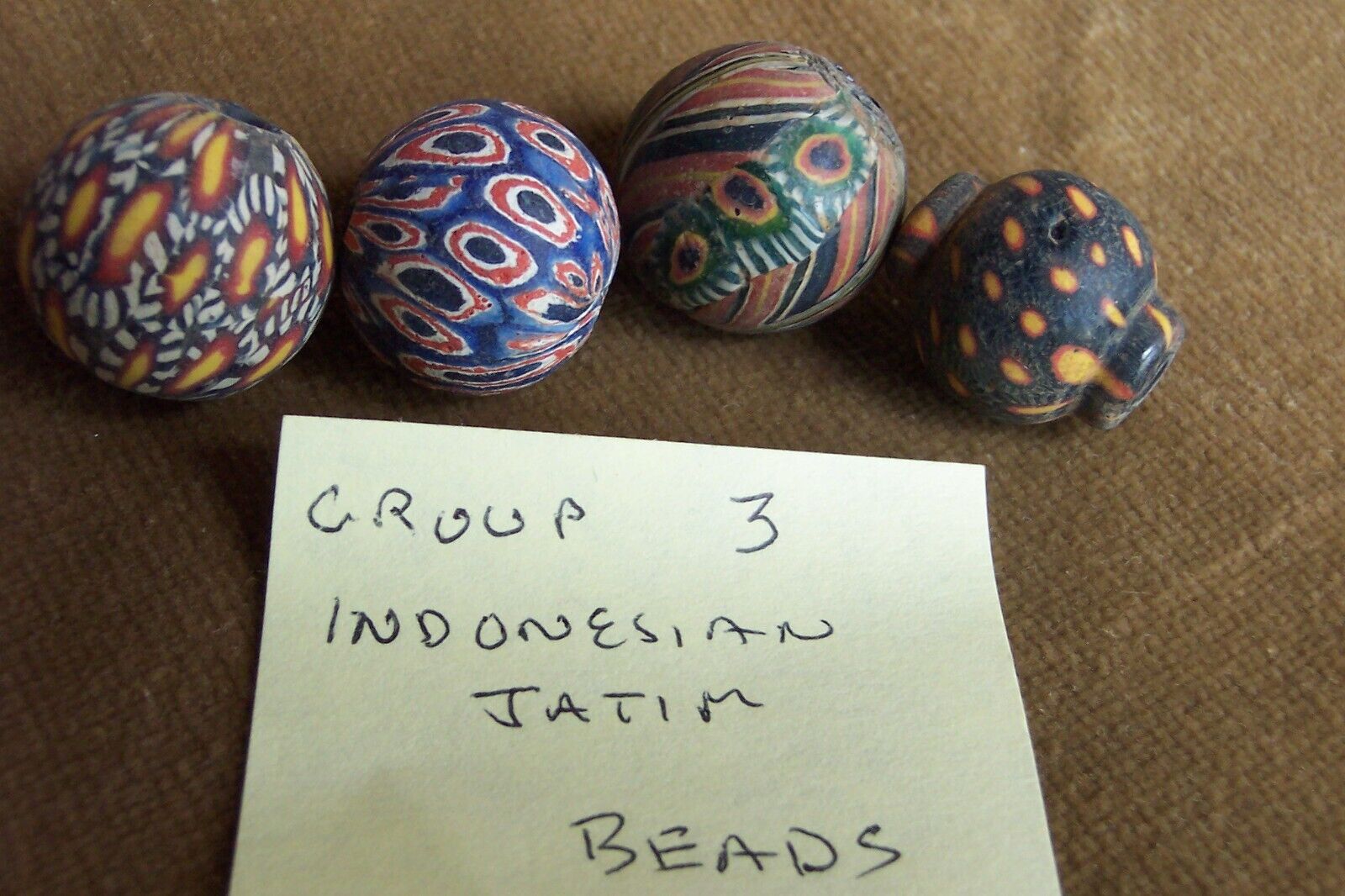 4 antique beads from Java/ Indonesia-Jatim- mosaic glass-(group 3)