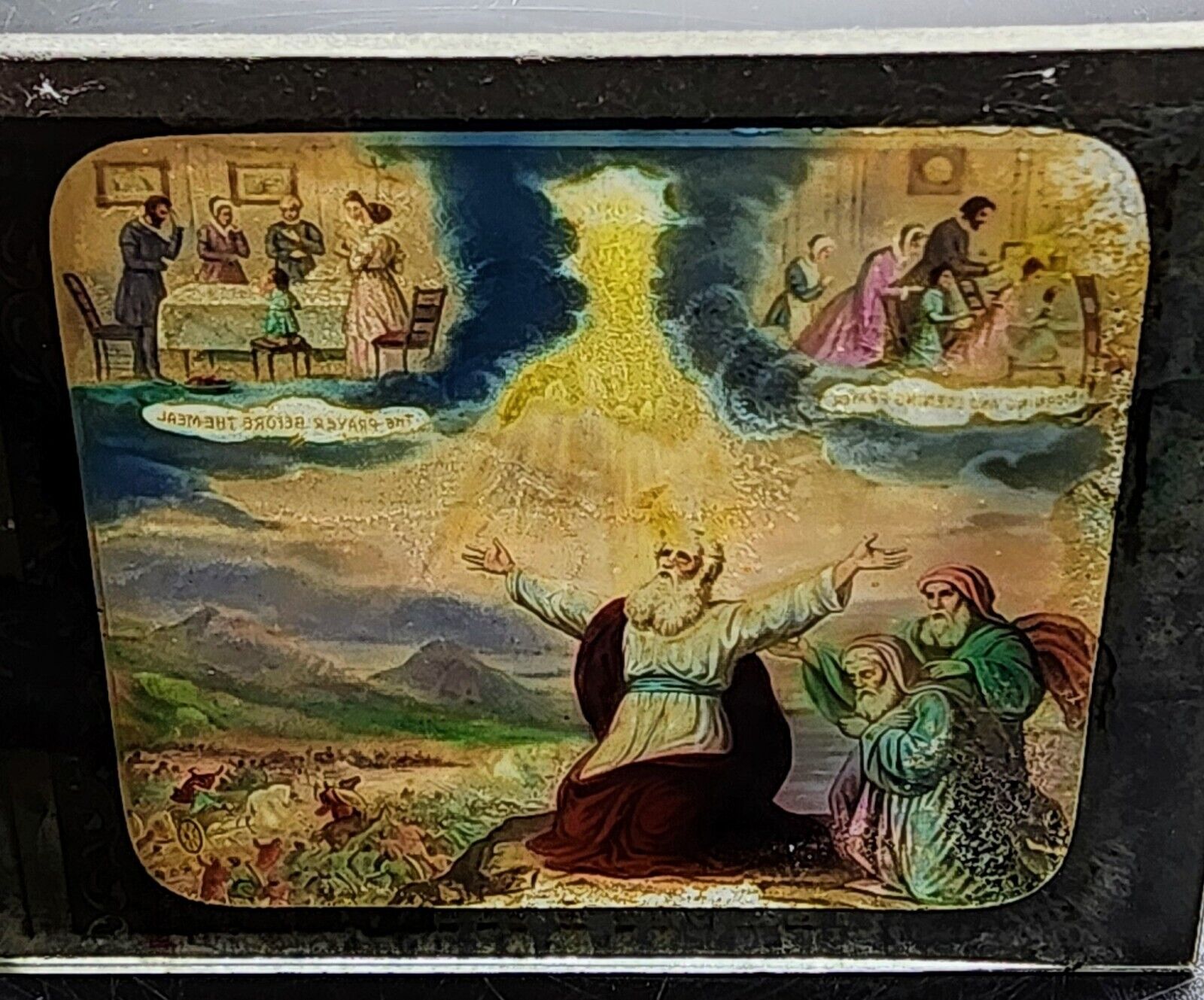 Antique Magic Lantern Slide MOSES AN EXAMPLE OF GOOD PRAYER Jesus Bible Story