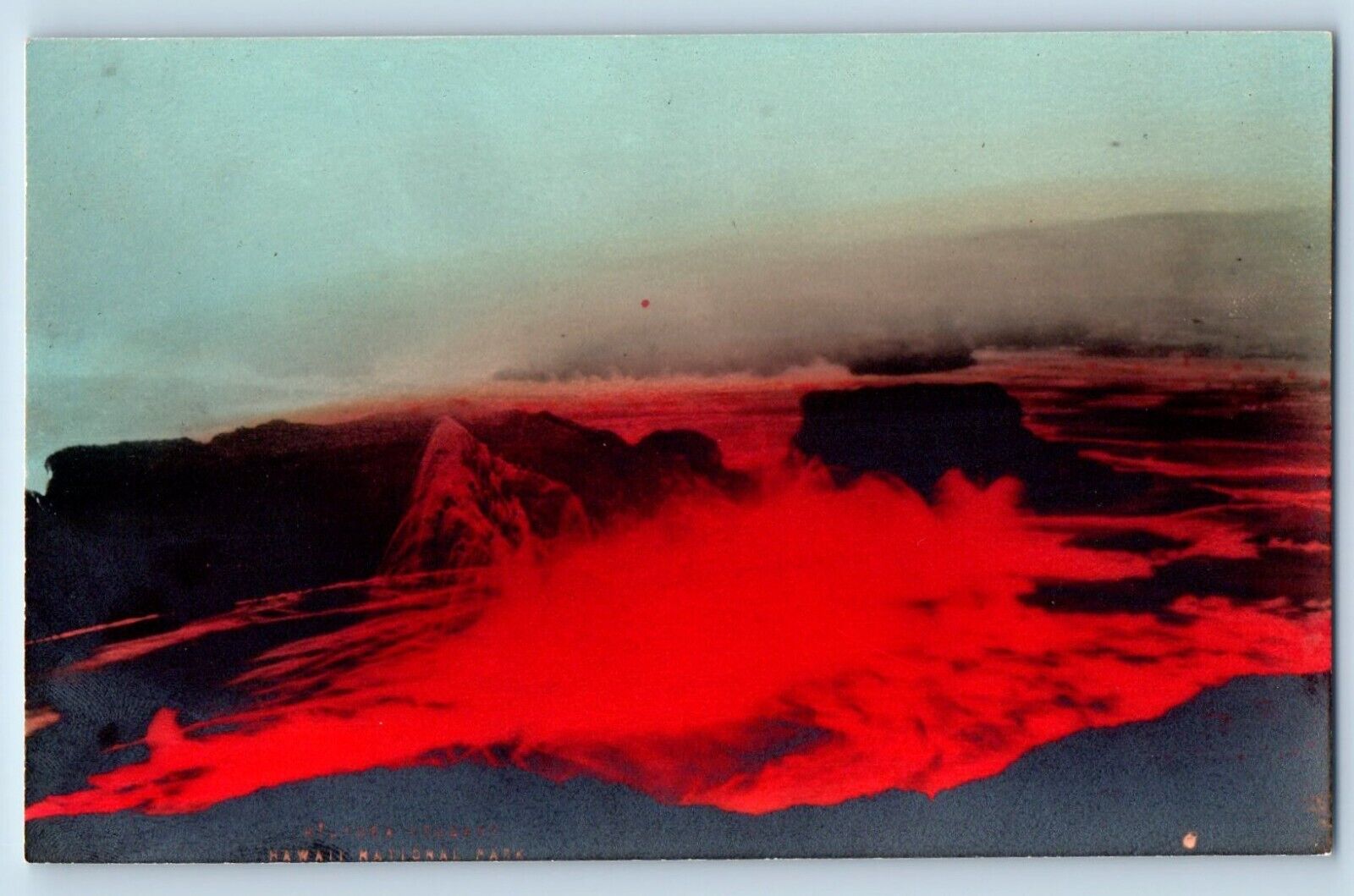 Hawaii HI Postcard RPPC Photo View Of Kilauea Volcano Lava c1940\'s Vintage