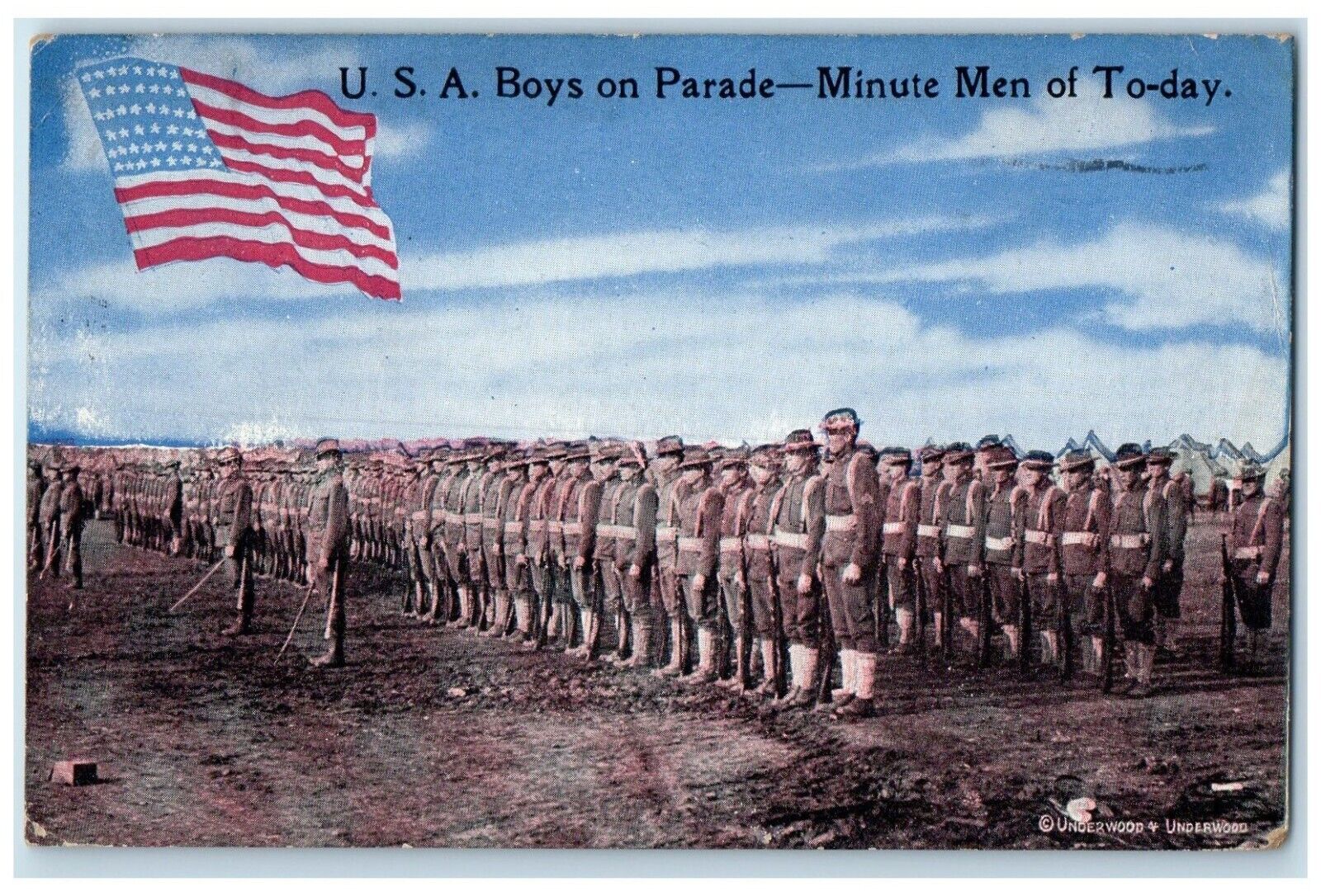 1917 USA Boys On Parade Minute Men Of Today Soldiers Trenton NJ Antique Postcard