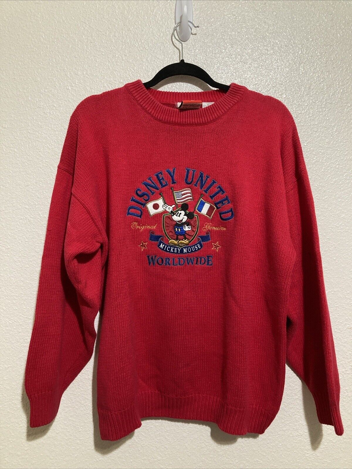 Vintage Walt Disney  Mickey Mouse Inc Embroidered  Disney United Sweater Sz XL