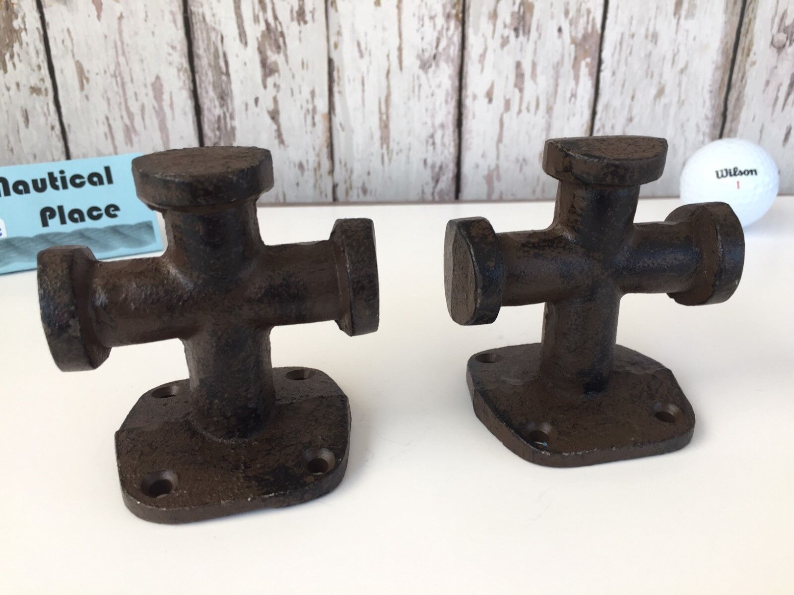 2 x Large Cast Iron Bollard Cleats, Heavy Duty Working For Boat Dock Commercial