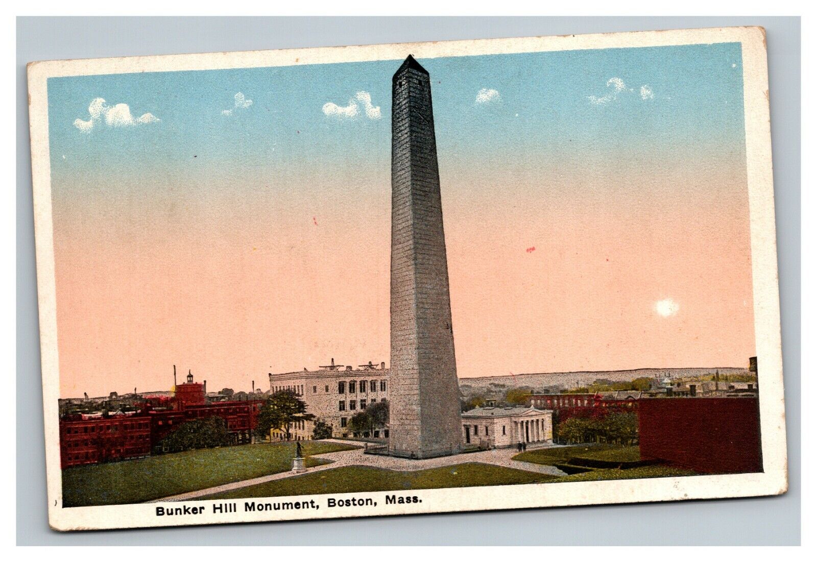 Vintage 1921 Postcard Bunker Hill Monument View of Boston Massachusetts