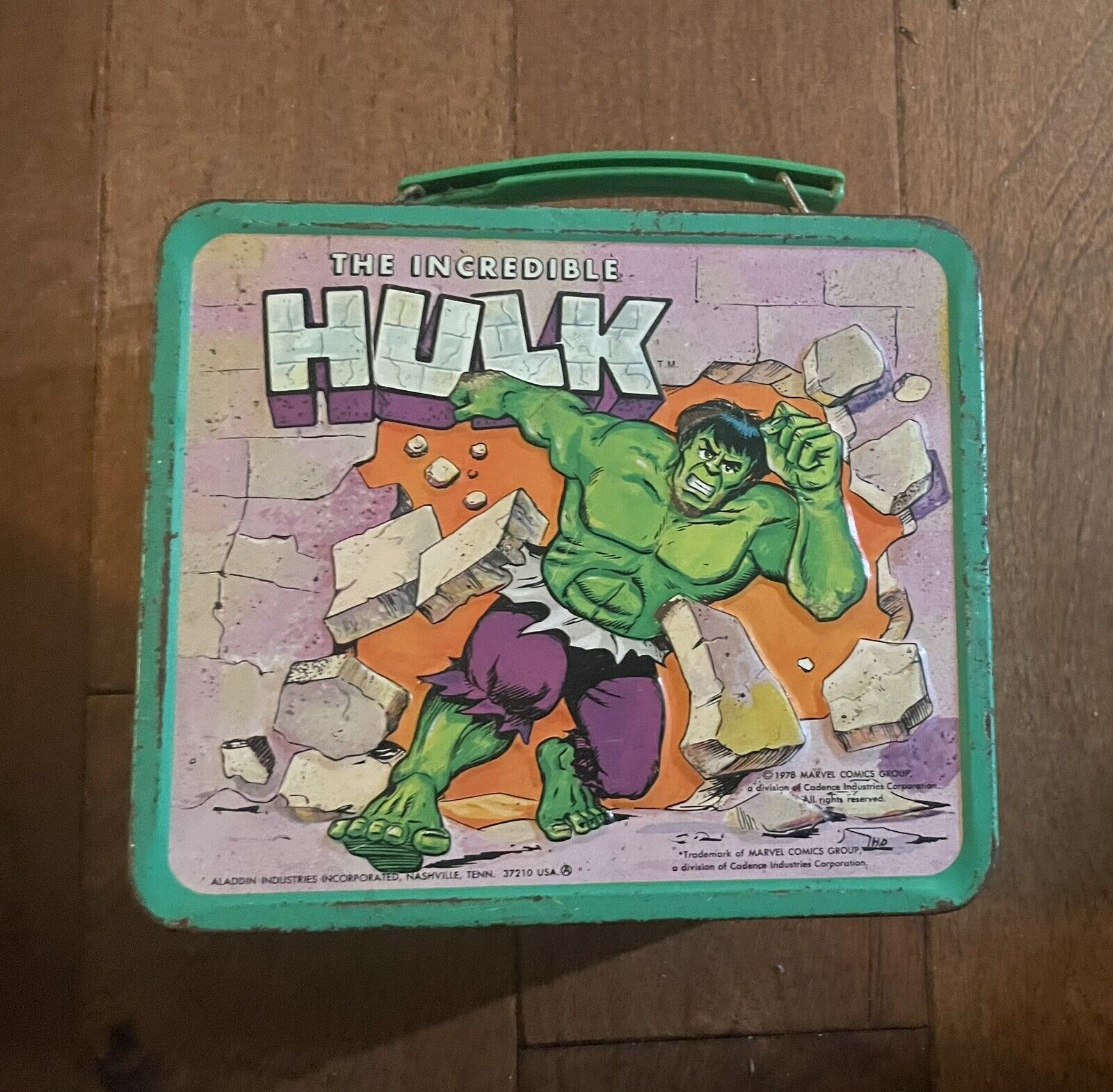 Vintage Aladdin Incredible Hulk Lunch Box  1978 Marvel Comics Metal NO Thermos