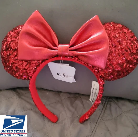Disney Parks Minnie Ears Redd Pirate Disneyland Red Sequin Bow Headband