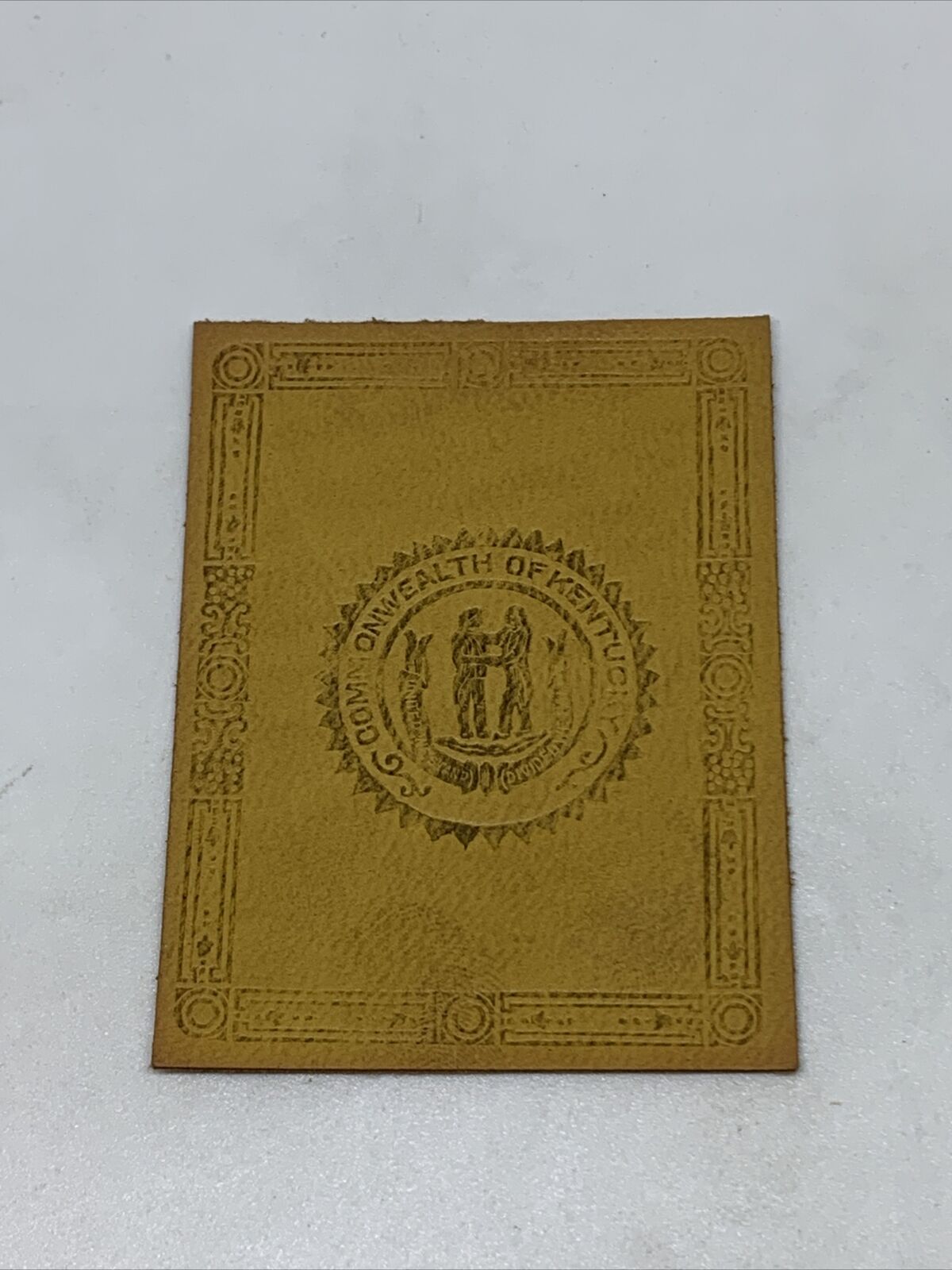 Vintage ca 1910s Commonwealth of Kentucky Seal Tobacco Premium Leather Patch