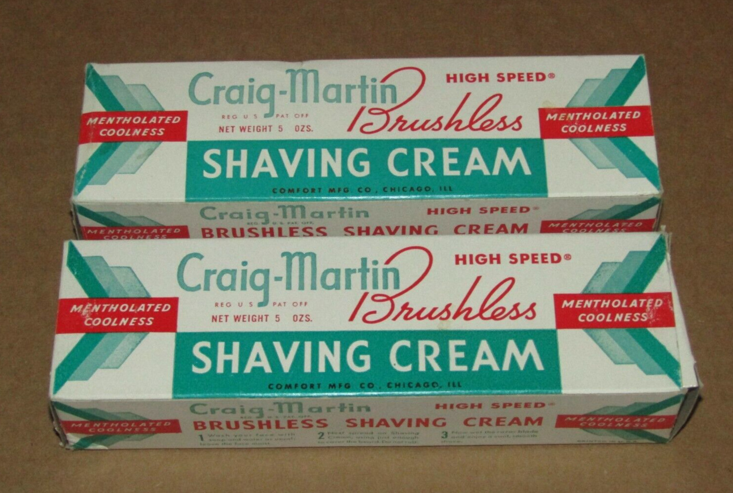NOS lot 2 Craig-Martin Brushless Shaving Cream High Speed 5oz w/box vintage