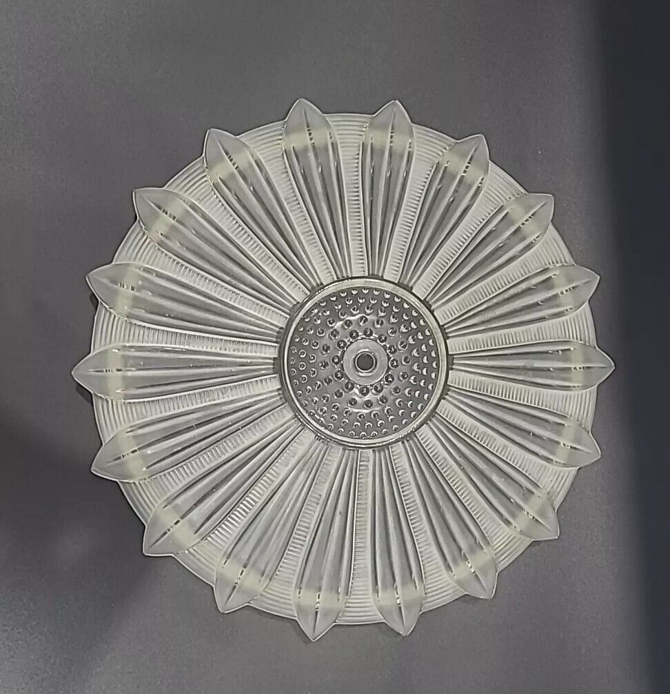 Art deco glass ceiling shade Vintage white frosted Sunflower 15