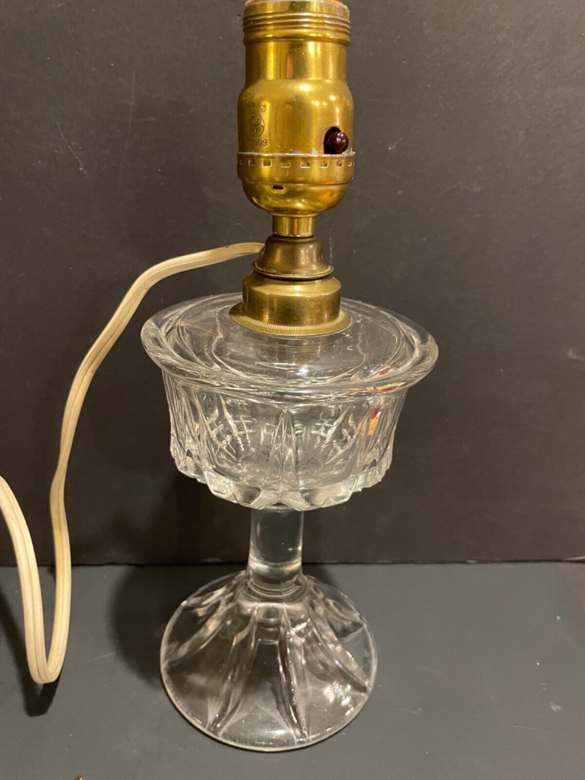 Antique Duncan and Miller Glass Oil Lamp Electric Converted
