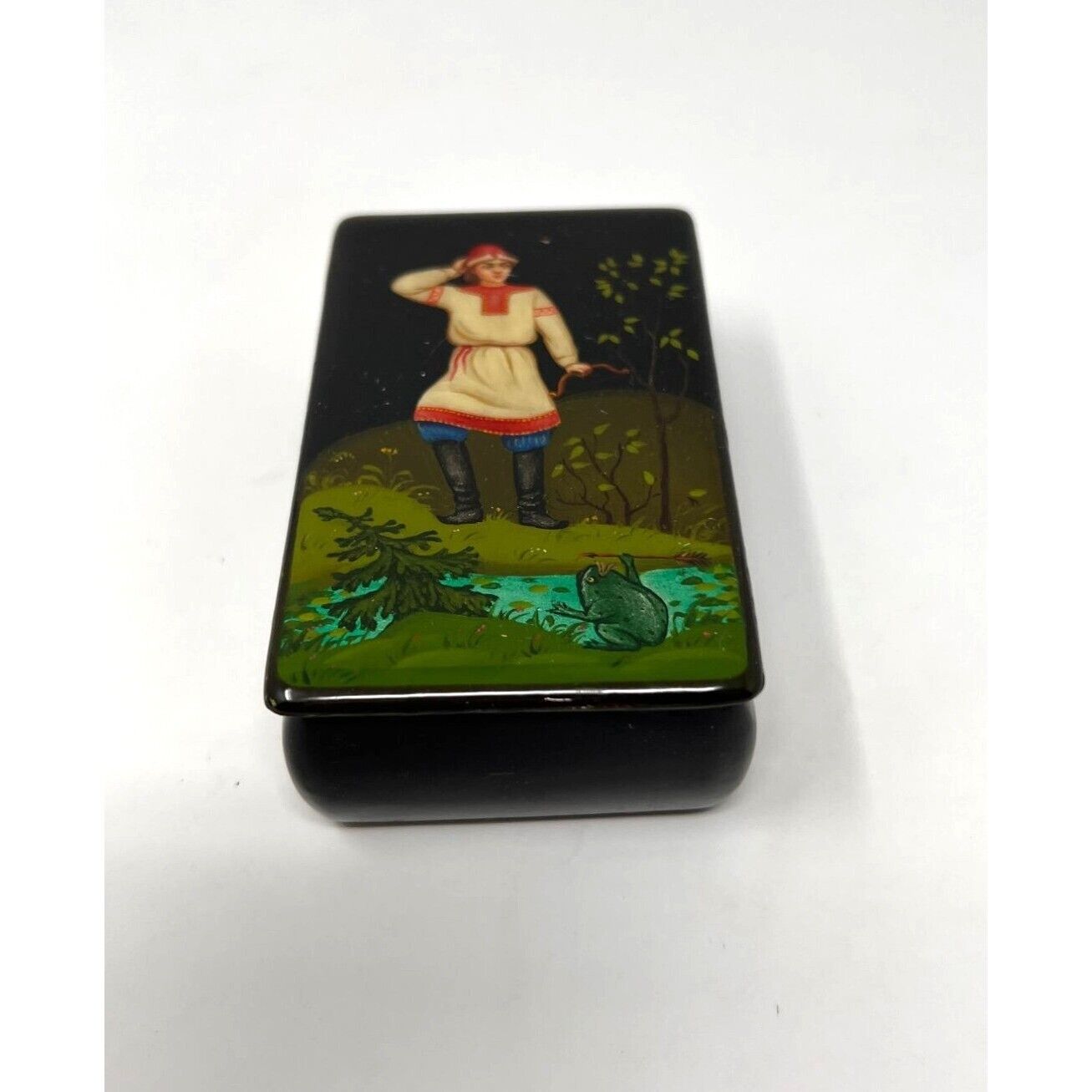 Vintage Fedoskino Lacquer Box Russia Russian USSR Frog Prince 2\