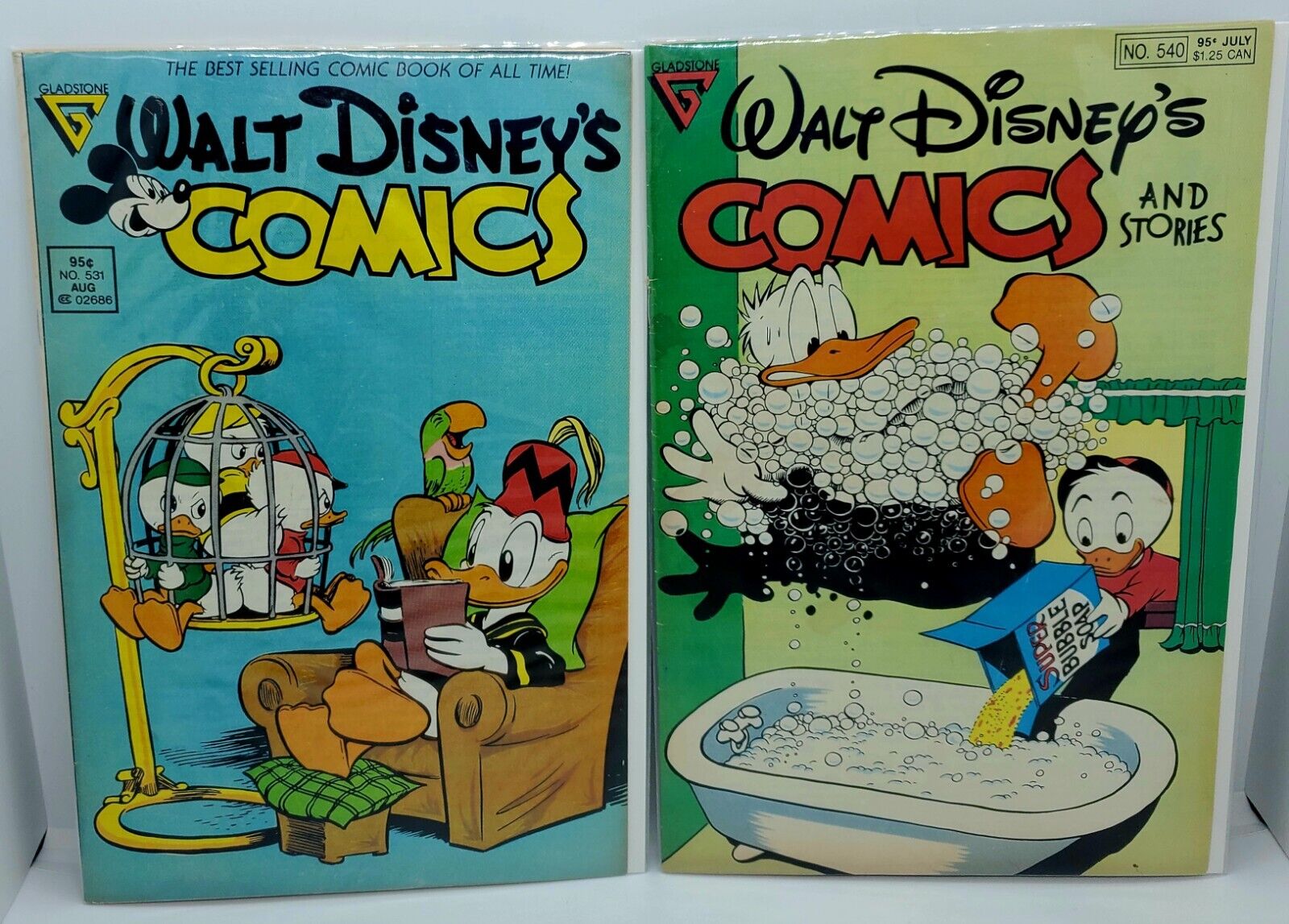 Vintage LOT of 2 Walt Disney's Comics & Stories #531 & 540 (Gladstone, 1989) 🔥