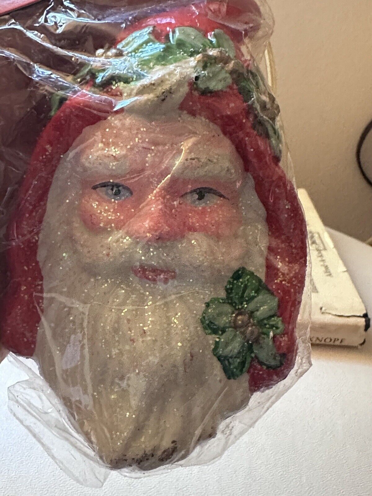 New Vintage Santa Claus Head Christmas Ornament Face