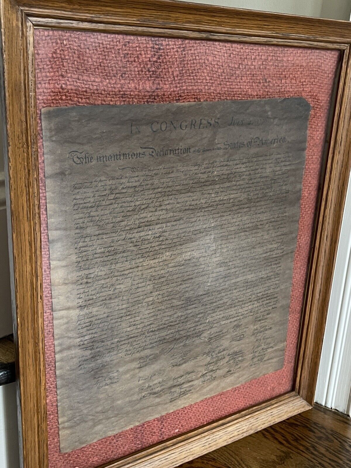 July 4, 1776 “Declaration Of Independence” ￼ Framed Already Not Authenticated. ￼