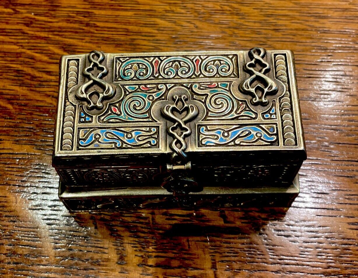 Antique Tiffany Studios NewYork#1645 Venetian Pattern Totally Enameled Stamp Box