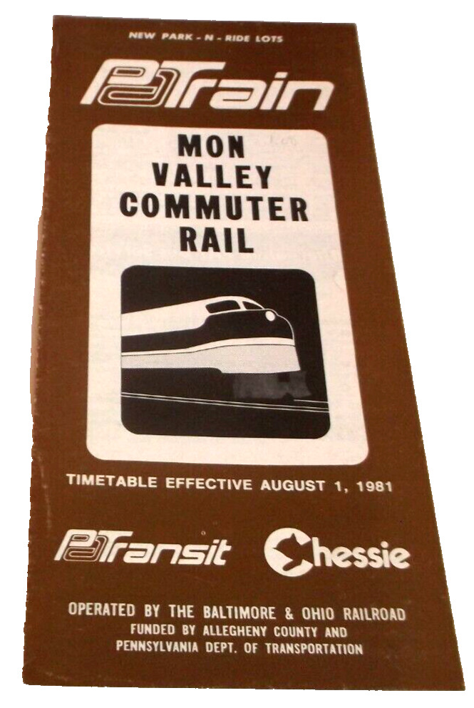 OCTOBER 1982 CHESSIE PITTSBURGH PAT TRAIN PUBLIC TIMETABLE