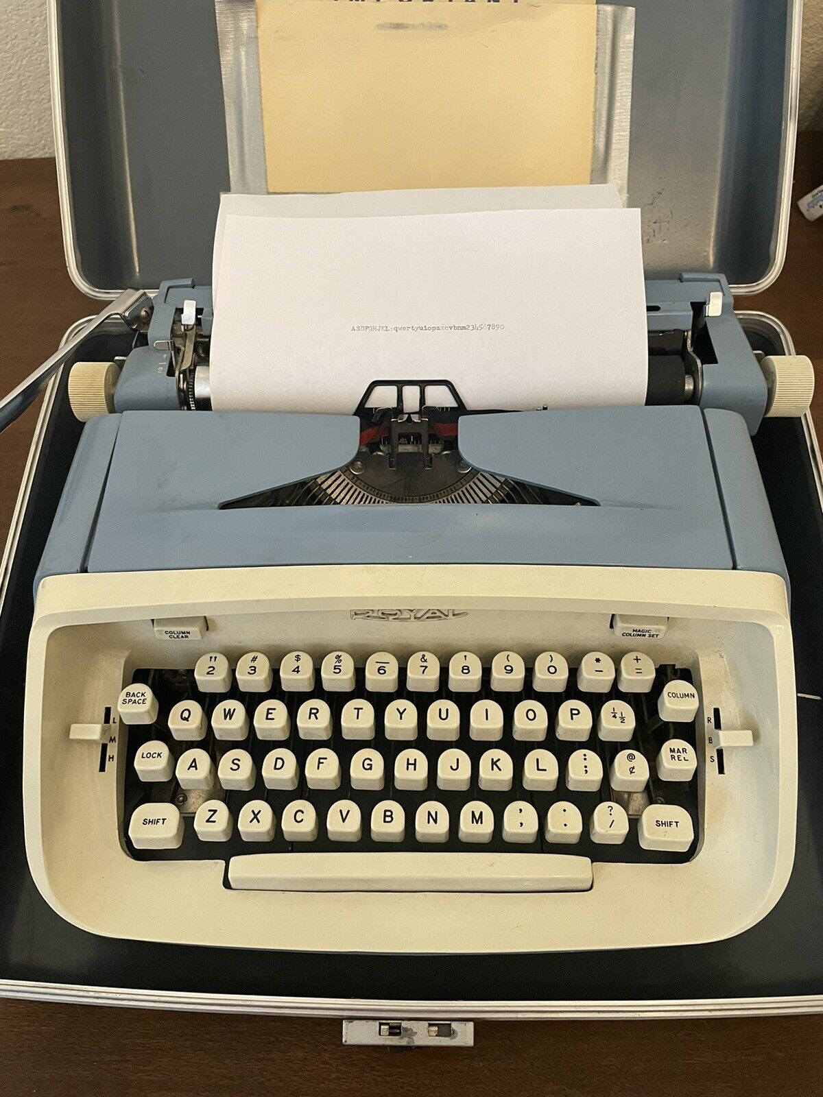 Vintage 1960's Royal Aristocrat Portable Typewriter with Case Baby Blue / Cream