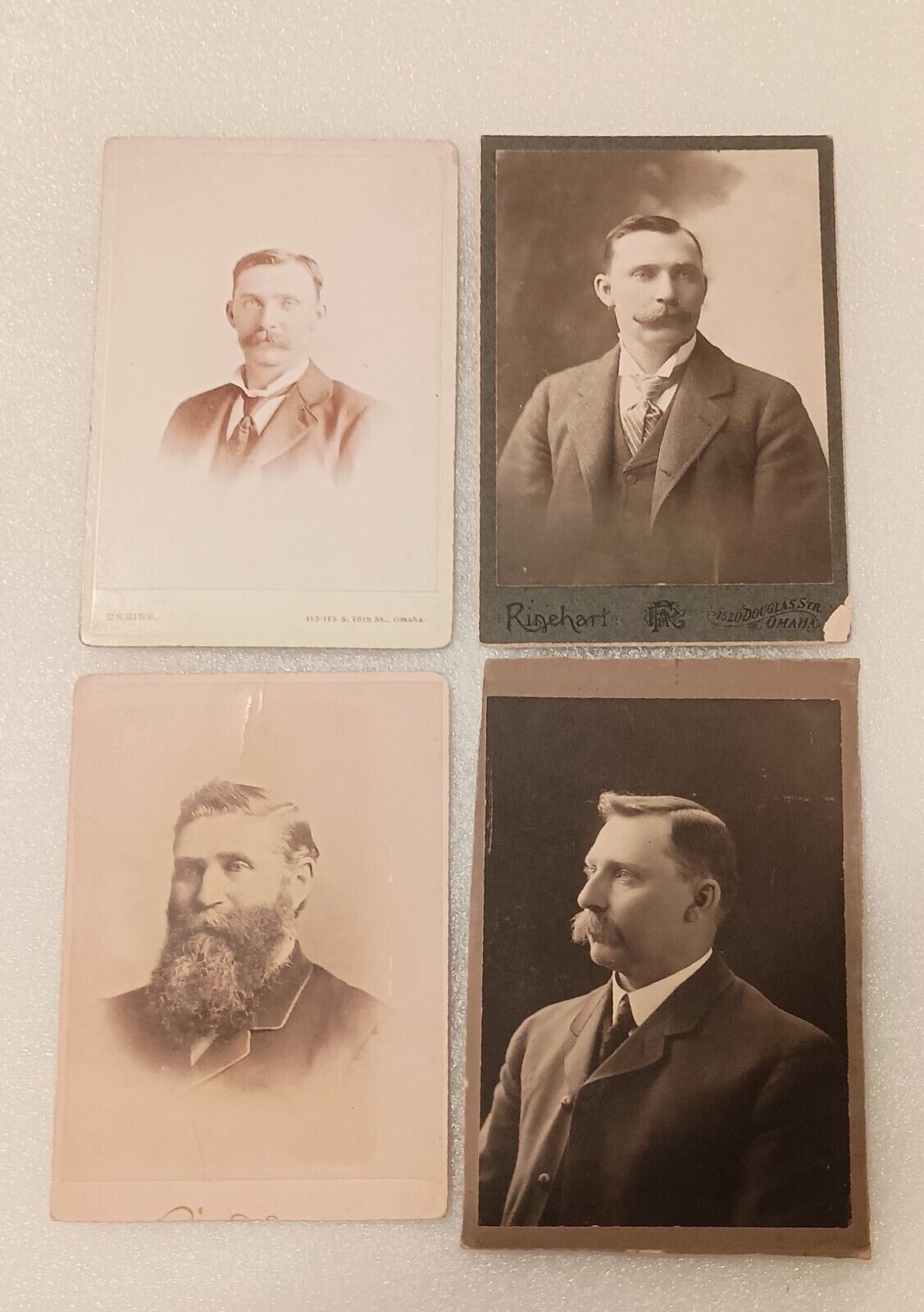 Lot Of 4 - Antique Photo Cabinet Cards Of Men Portraits Omaha, Nebraska 1800's