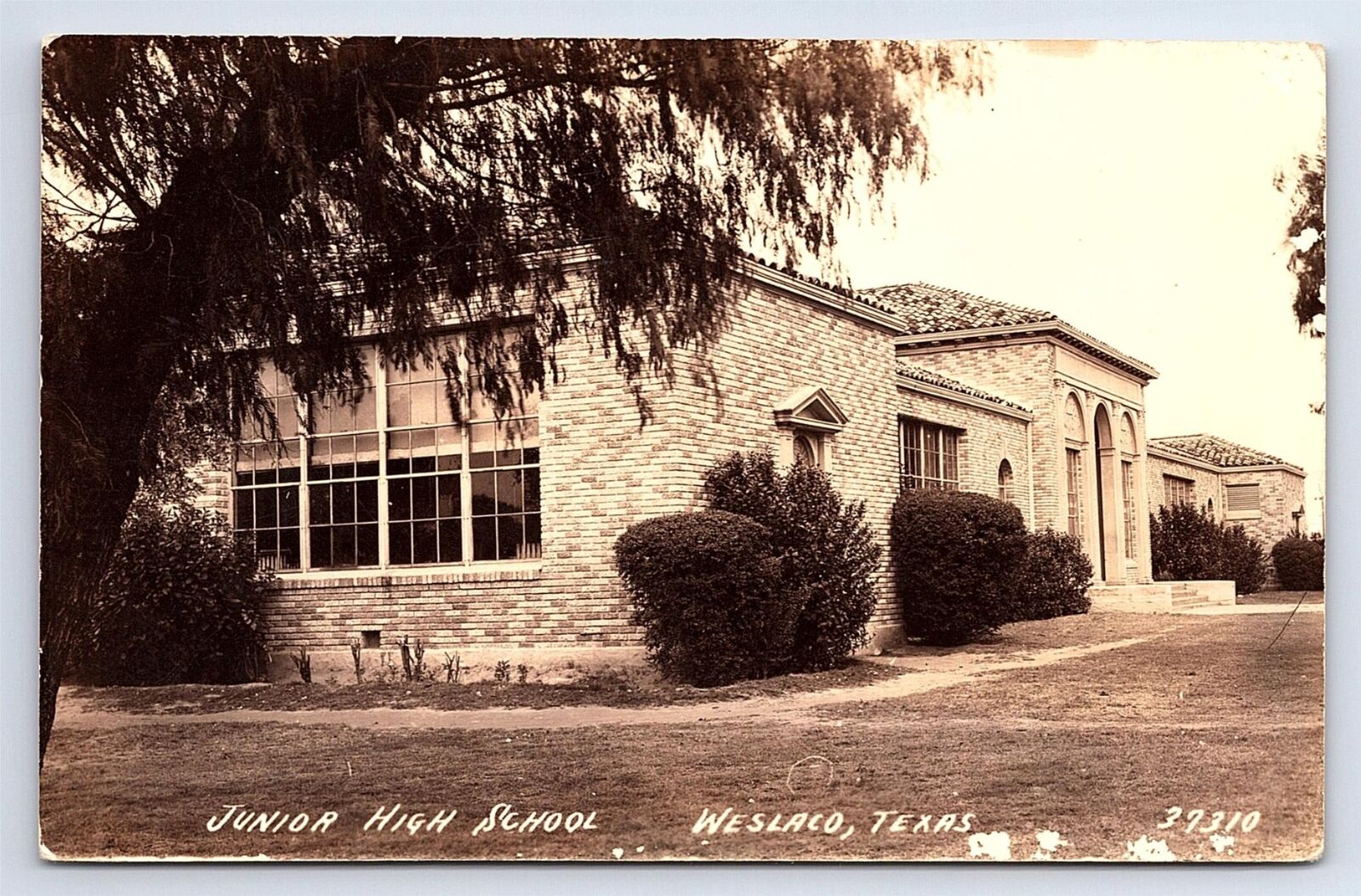 Postcard RPPC Weslaco Texas Junior High School