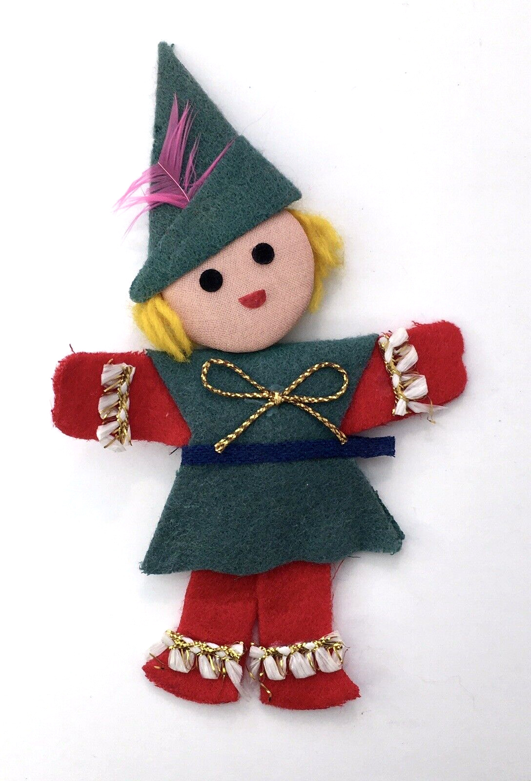 Vintage Handmade Christmas Elf Pixie Magnet Felt and Trim Colorful & Cute 5\
