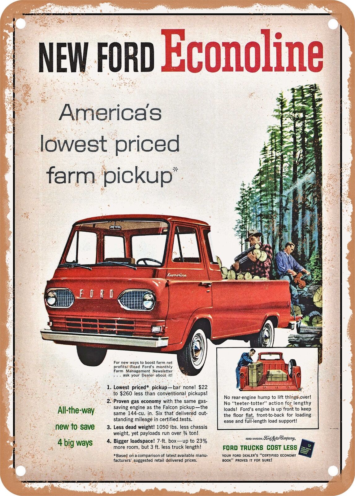 METAL SIGN - 1961 Econoline Pickup Vintage Ad