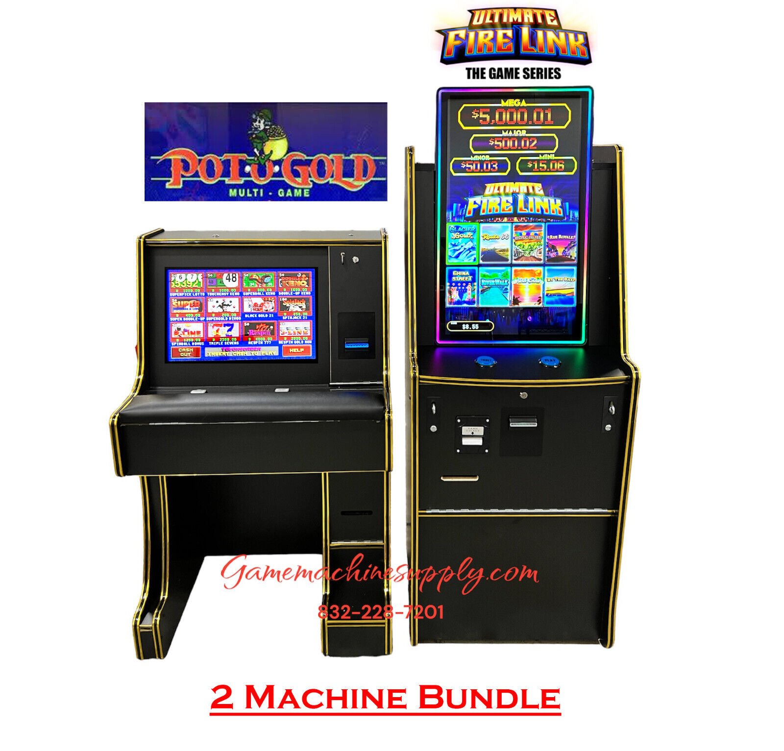 (Bundle Pack) Pot O Gold & Firelink Upgraded with $100 Bill Acceptors & Printers