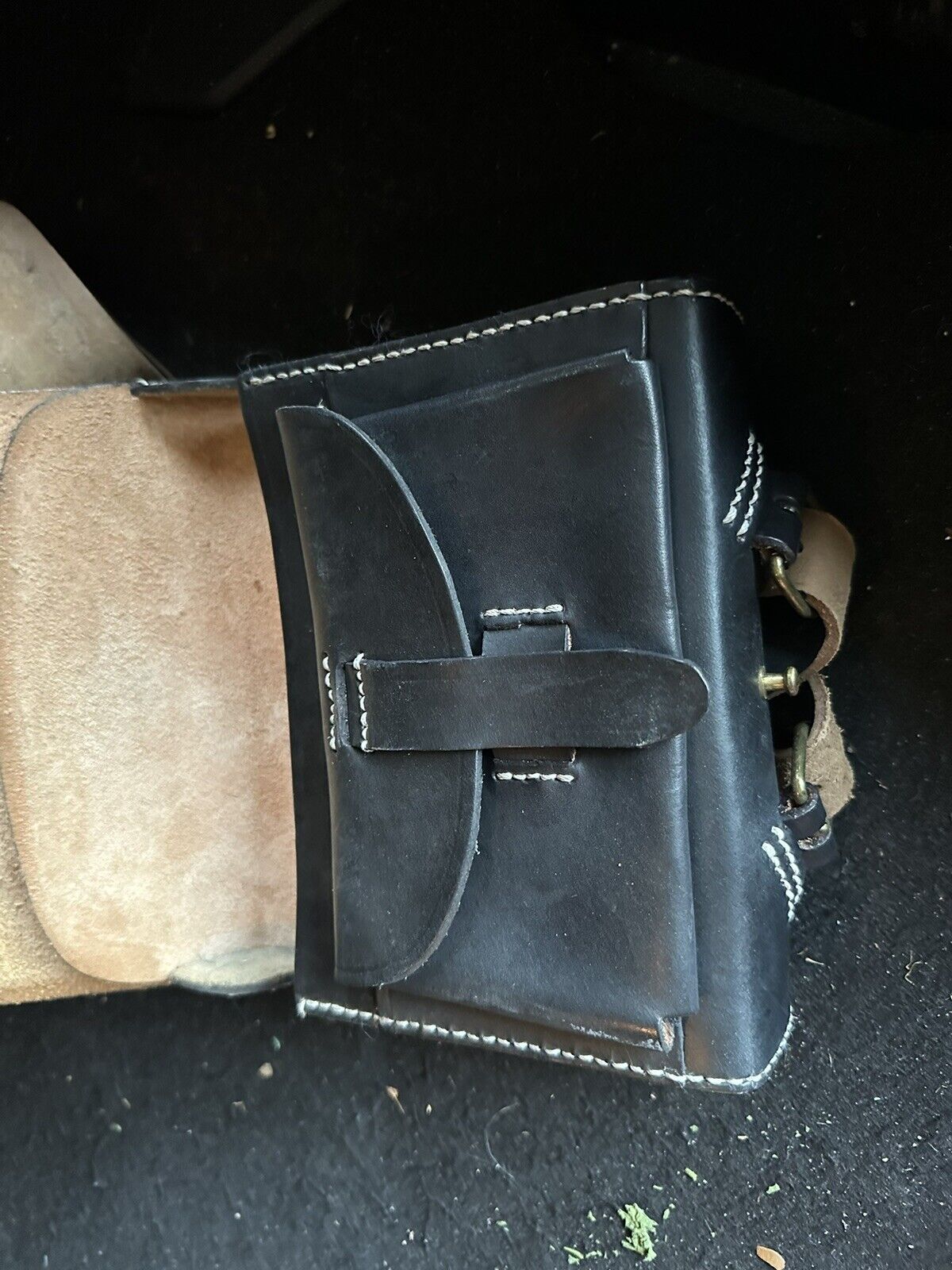 Civil War Cartridge Bag /Vintage Repro Black Leather