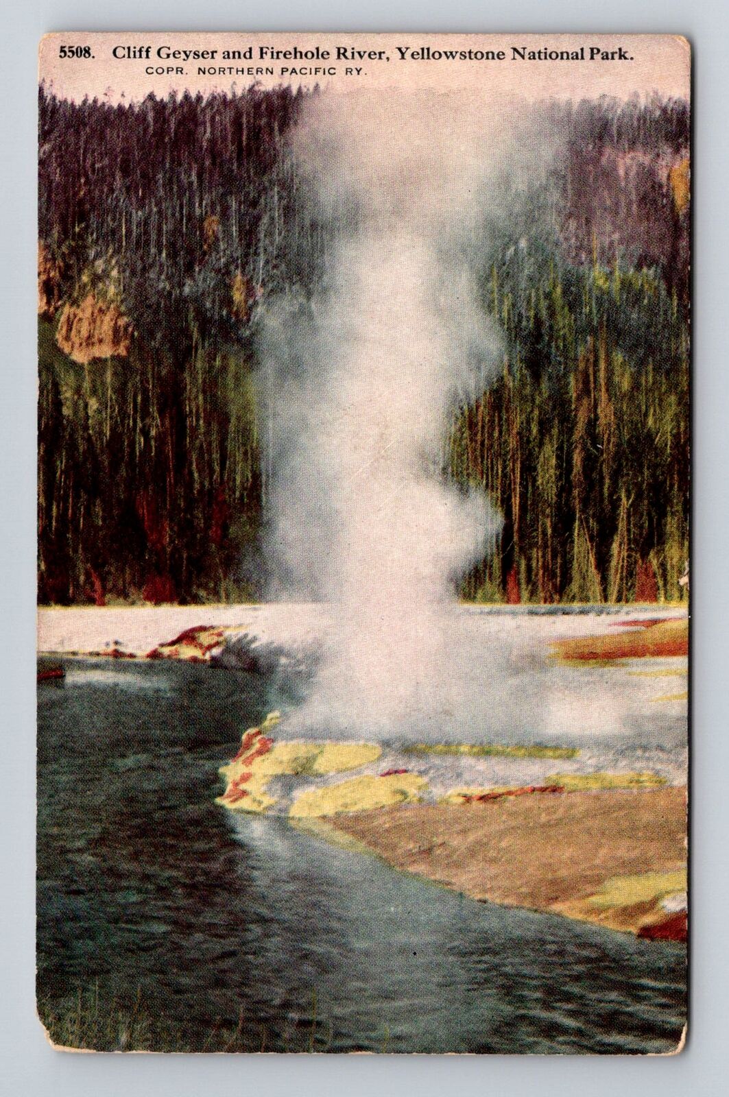 Yellowstone National Park, Cliff Geyser, Series #5508 Vintage Souvenir Postcard