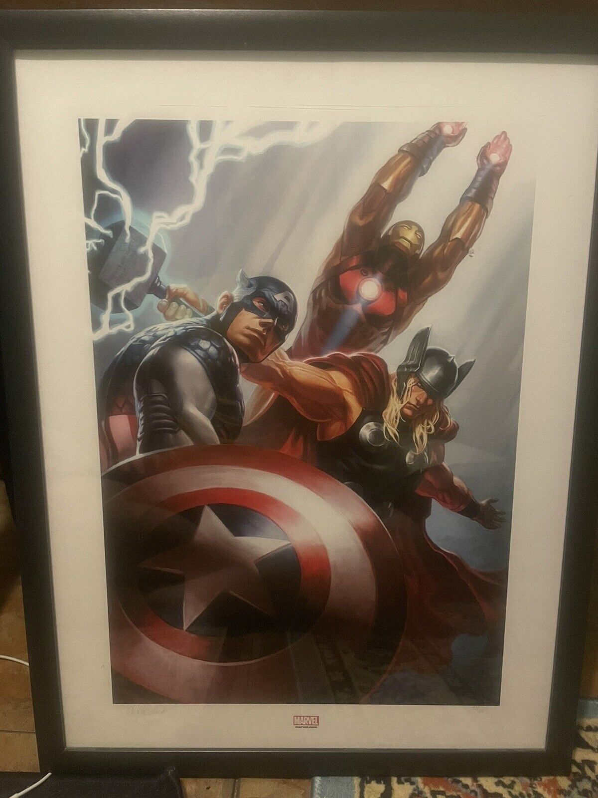 Marvel, Iron Man, Captain America, Thor, Sideshow Collectibles Art Print Framed