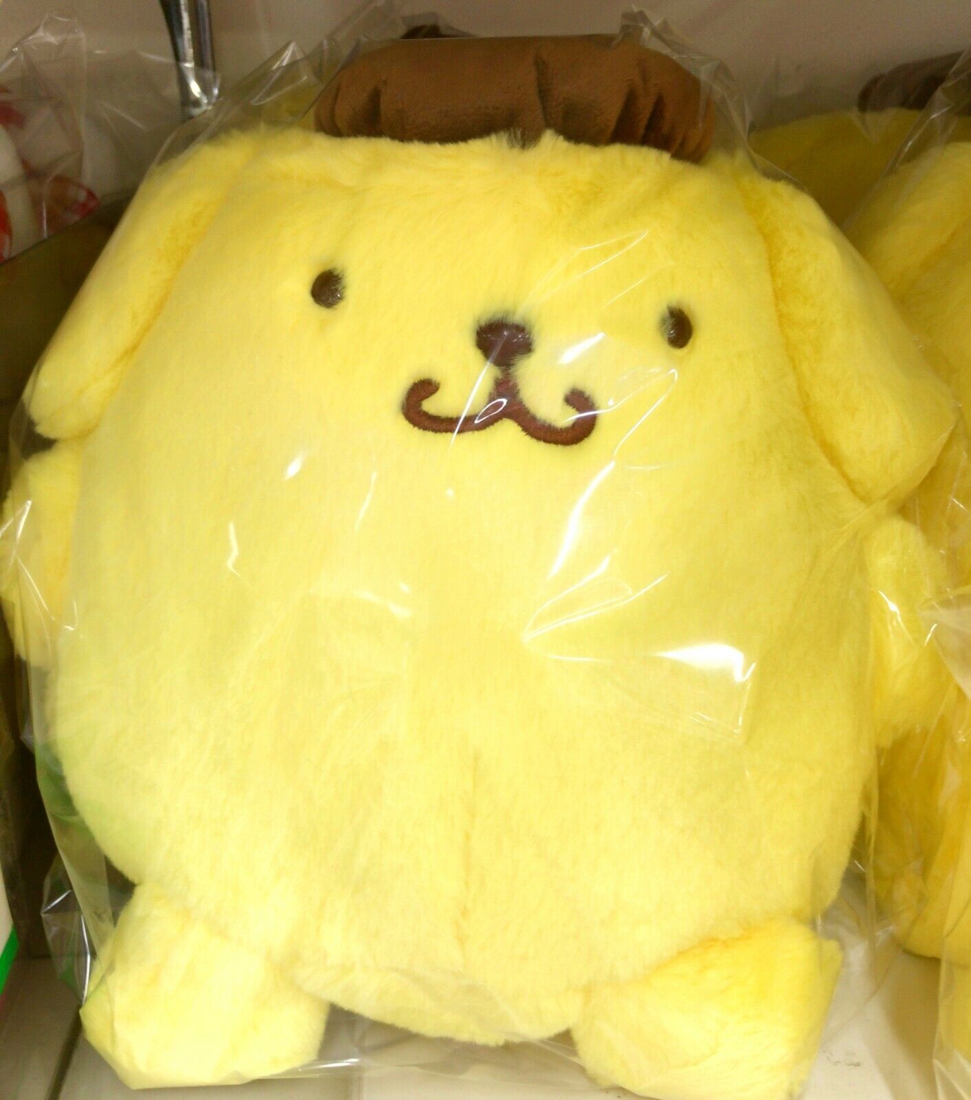 New Sanrio Pompompurin Fluffy Stuffed Toy Plush M Size Yellow Doll H30cm