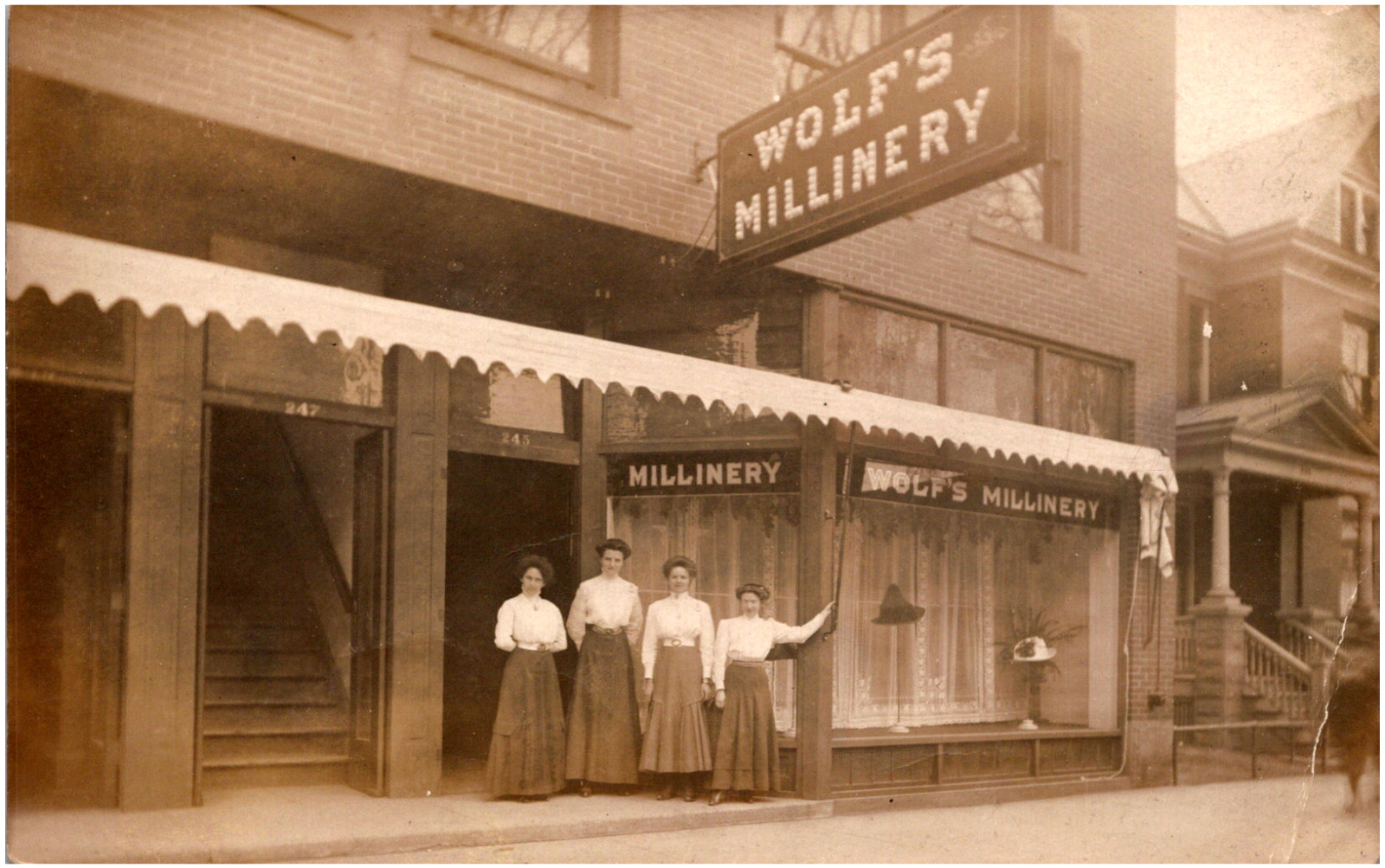 Wolf's Millinery on 245 Second Street Elyria Ohio OH 1910s RPPC Postcard Photo